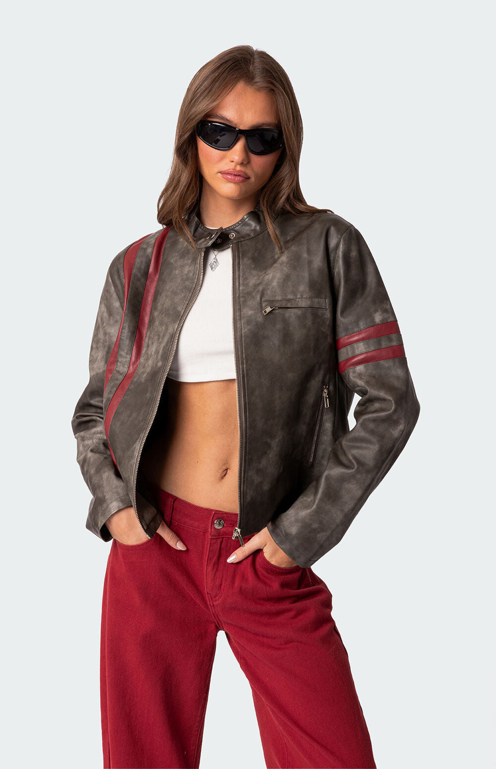 thunder washed leather jacket