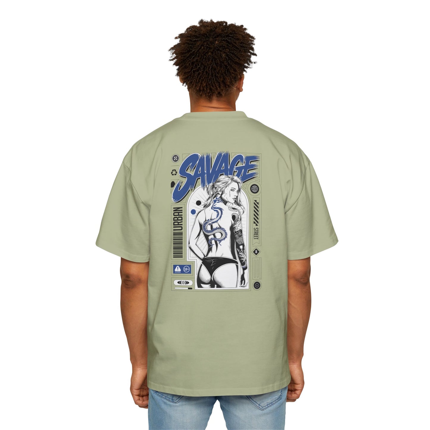 Heavy Oversized Tee with 'SAVAGE' Graphic - Streetwear Vibe
