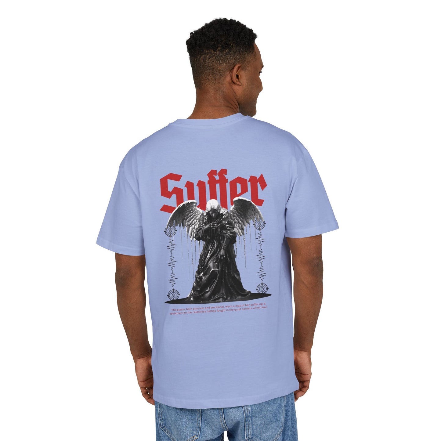 Gothic Angel Unisex Heavy Oversize Tee - 'Suffer' Graphic T-Shirt