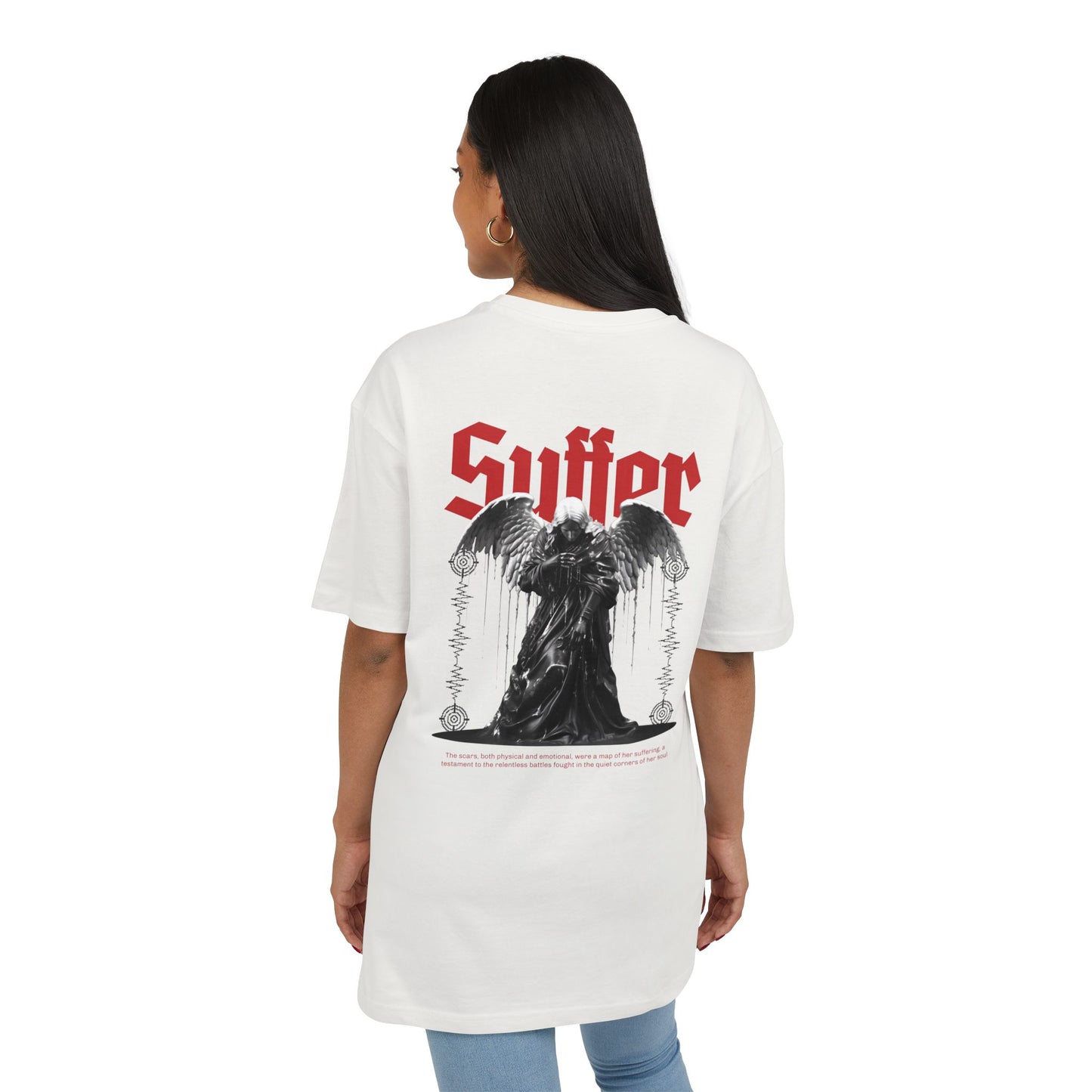 Gothic Angel Unisex Heavy Oversize Tee - 'Suffer' Graphic T-Shirt
