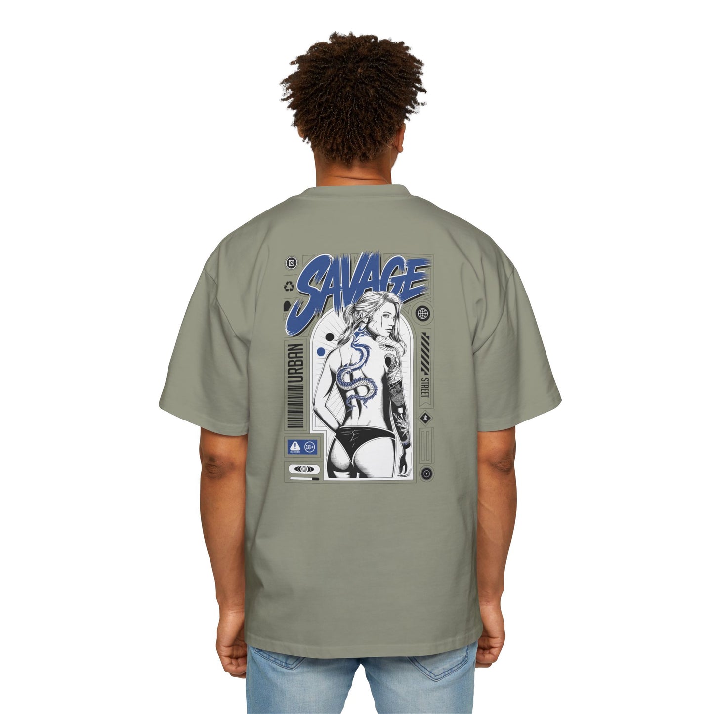 Heavy Oversized Tee with 'SAVAGE' Graphic - Streetwear Vibe