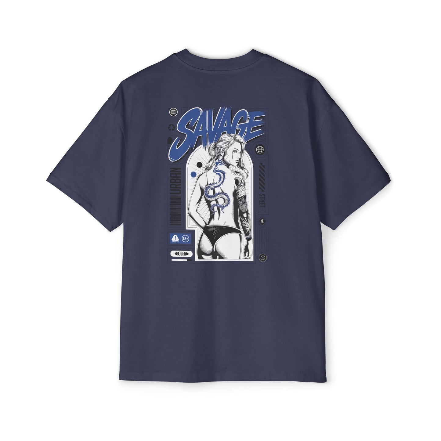 Heavy Oversized Tee with 'SAVAGE' Graphic - Streetwear Vibe