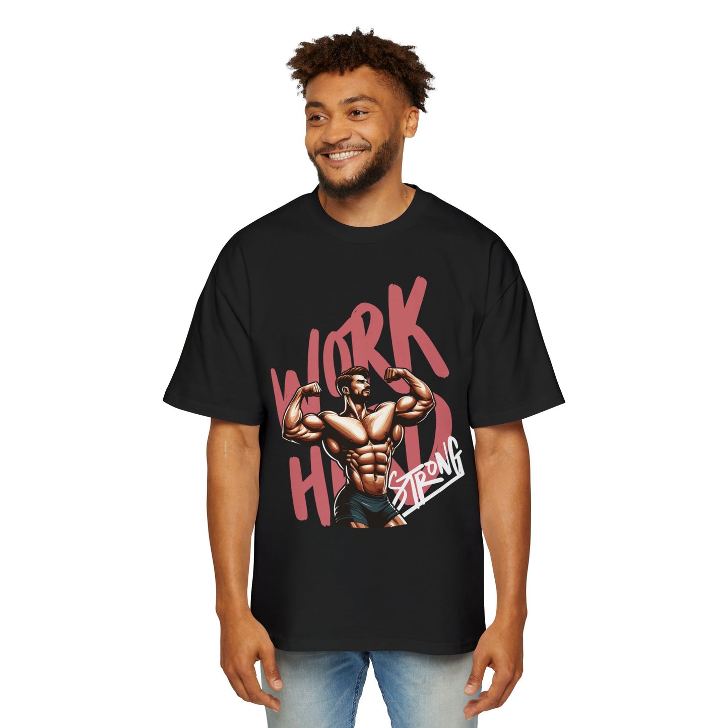 Heavy Oversized Tee – 'Work Hard, Stay Strong' Fitness Shirt