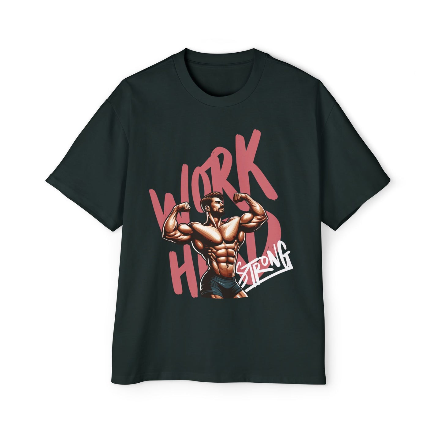 Heavy Oversized Tee – 'Work Hard, Stay Strong' Fitness Shirt