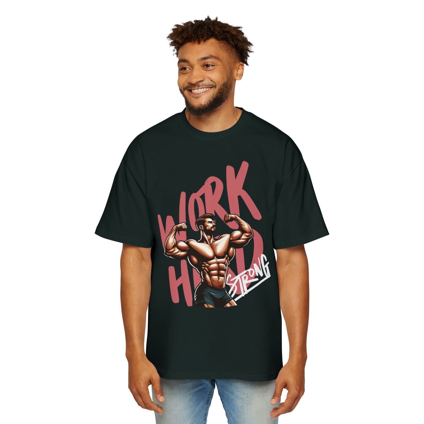 Heavy Oversized Tee – 'Work Hard, Stay Strong' Fitness Shirt