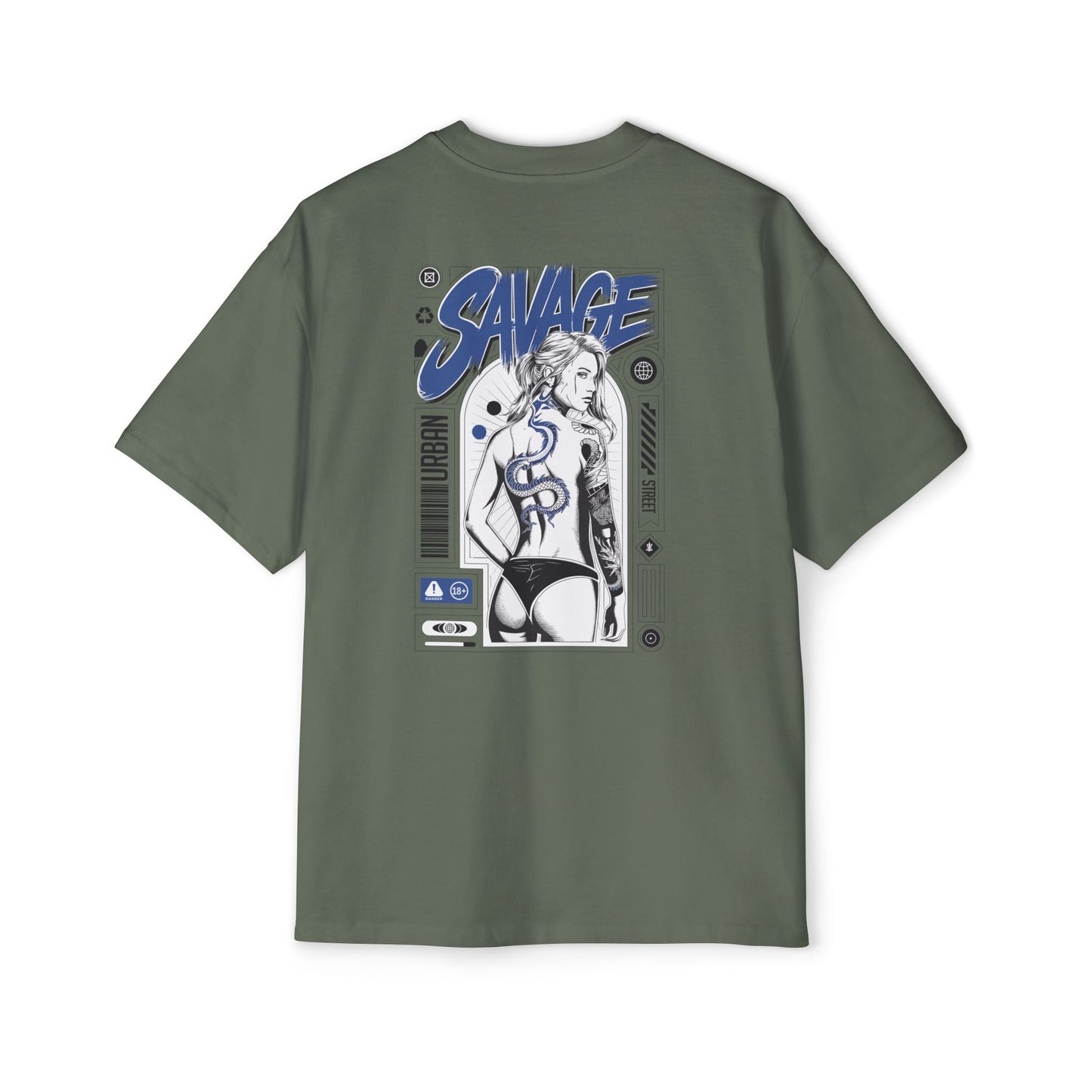 Heavy Oversized Tee with 'SAVAGE' Graphic - Streetwear Vibe