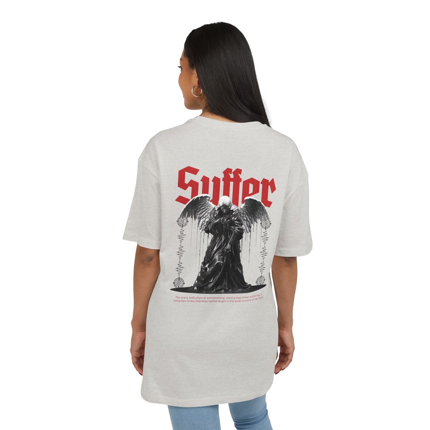 Gothic Angel Unisex Heavy Oversize Tee - 'Suffer' Graphic T-Shirt