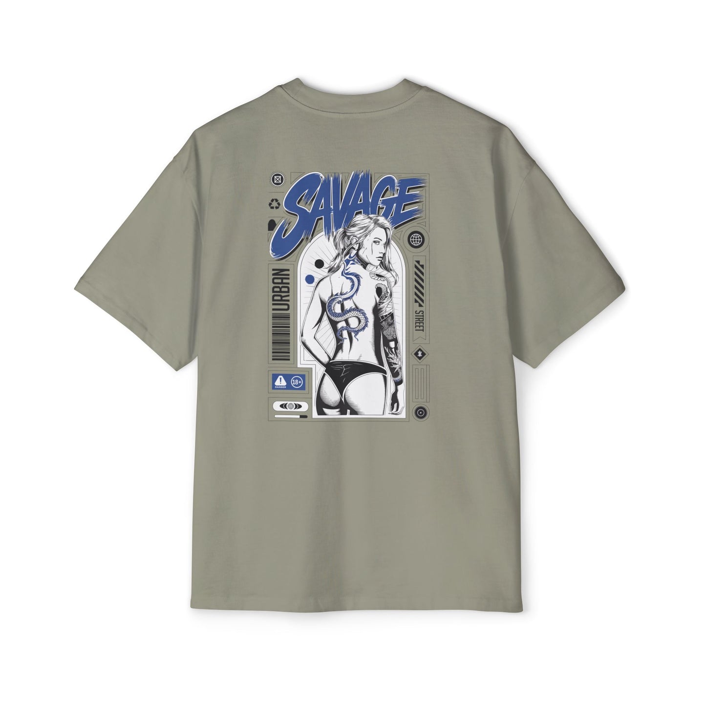 Heavy Oversized Tee with 'SAVAGE' Graphic - Streetwear Vibe