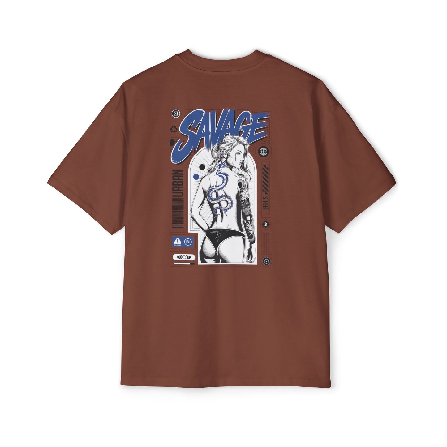 Heavy Oversized Tee with 'SAVAGE' Graphic - Streetwear Vibe