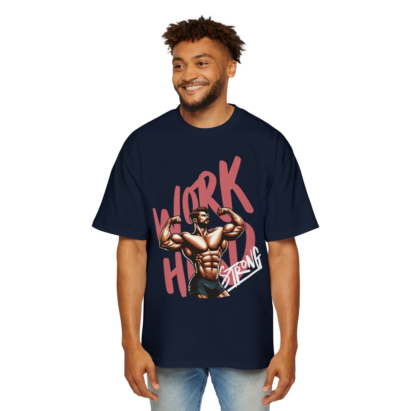 Heavy Oversized Tee – 'Work Hard, Stay Strong' Fitness Shirt