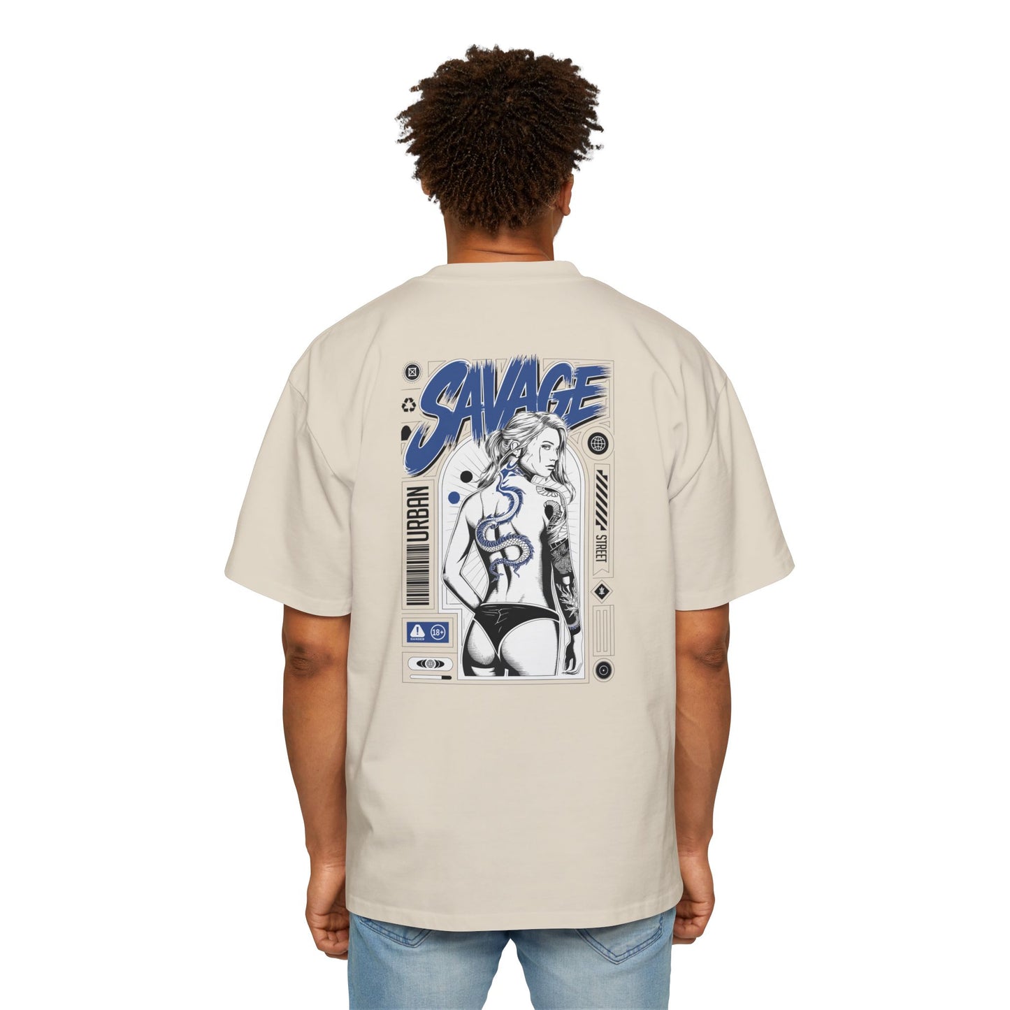 Heavy Oversized Tee with 'SAVAGE' Graphic - Streetwear Vibe