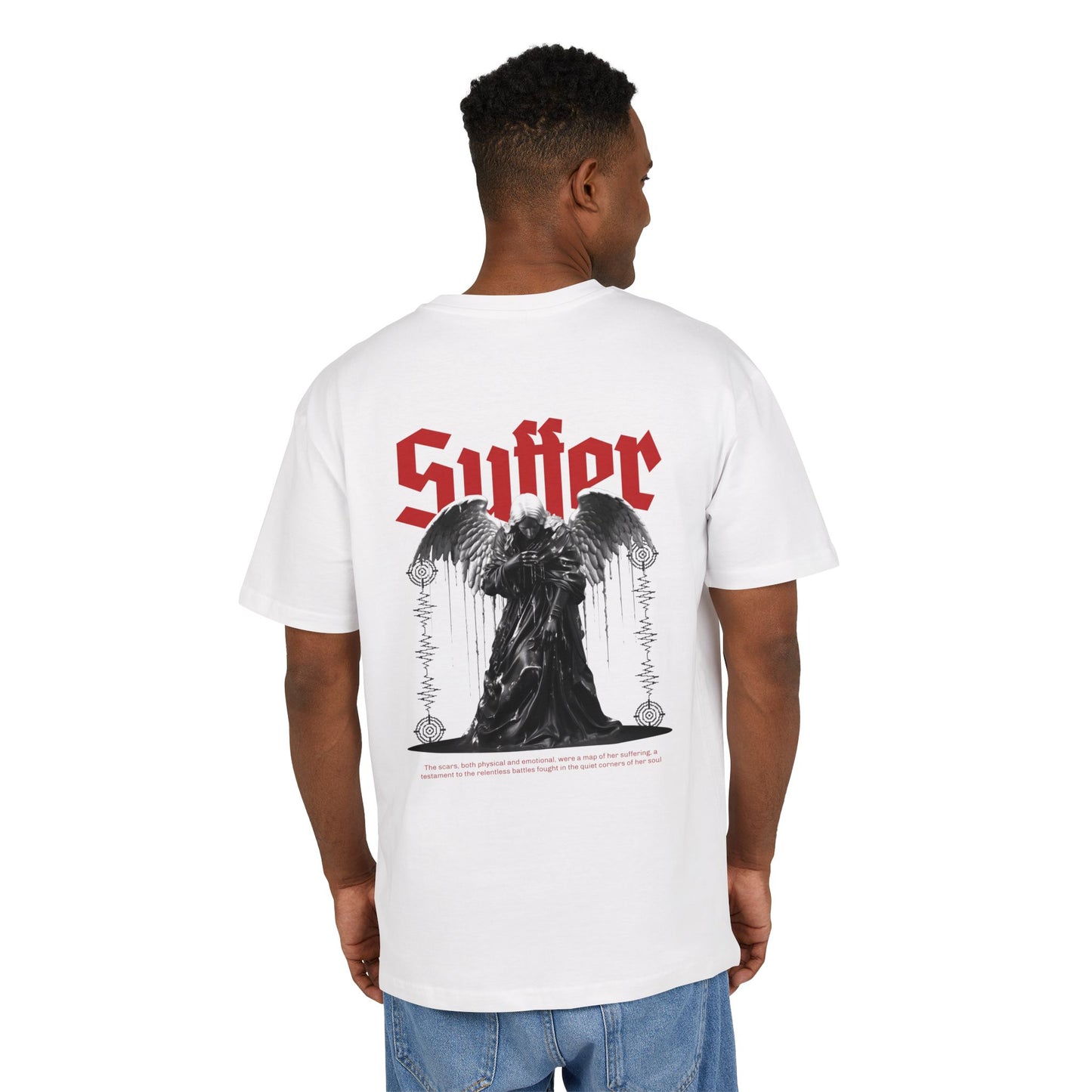 Gothic Angel Unisex Heavy Oversize Tee - 'Suffer' Graphic T-Shirt