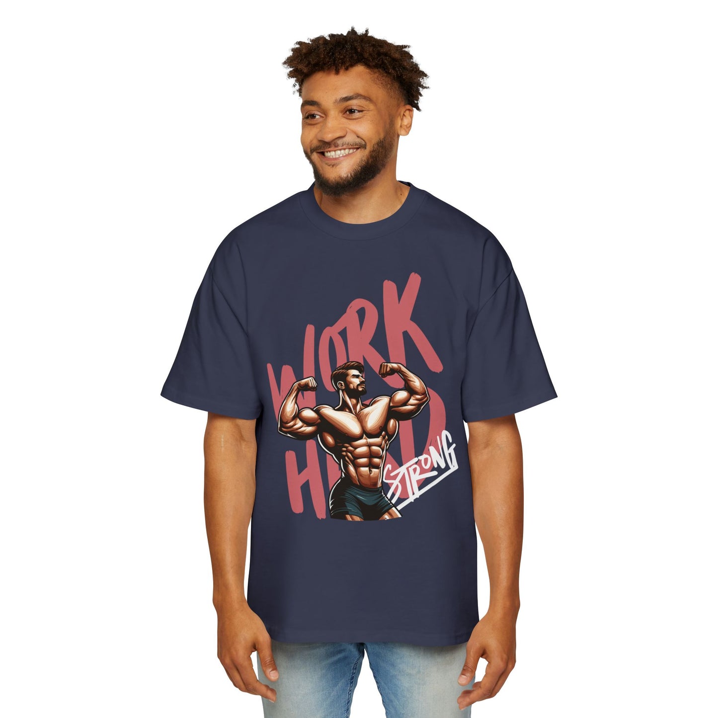 Heavy Oversized Tee – 'Work Hard, Stay Strong' Fitness Shirt