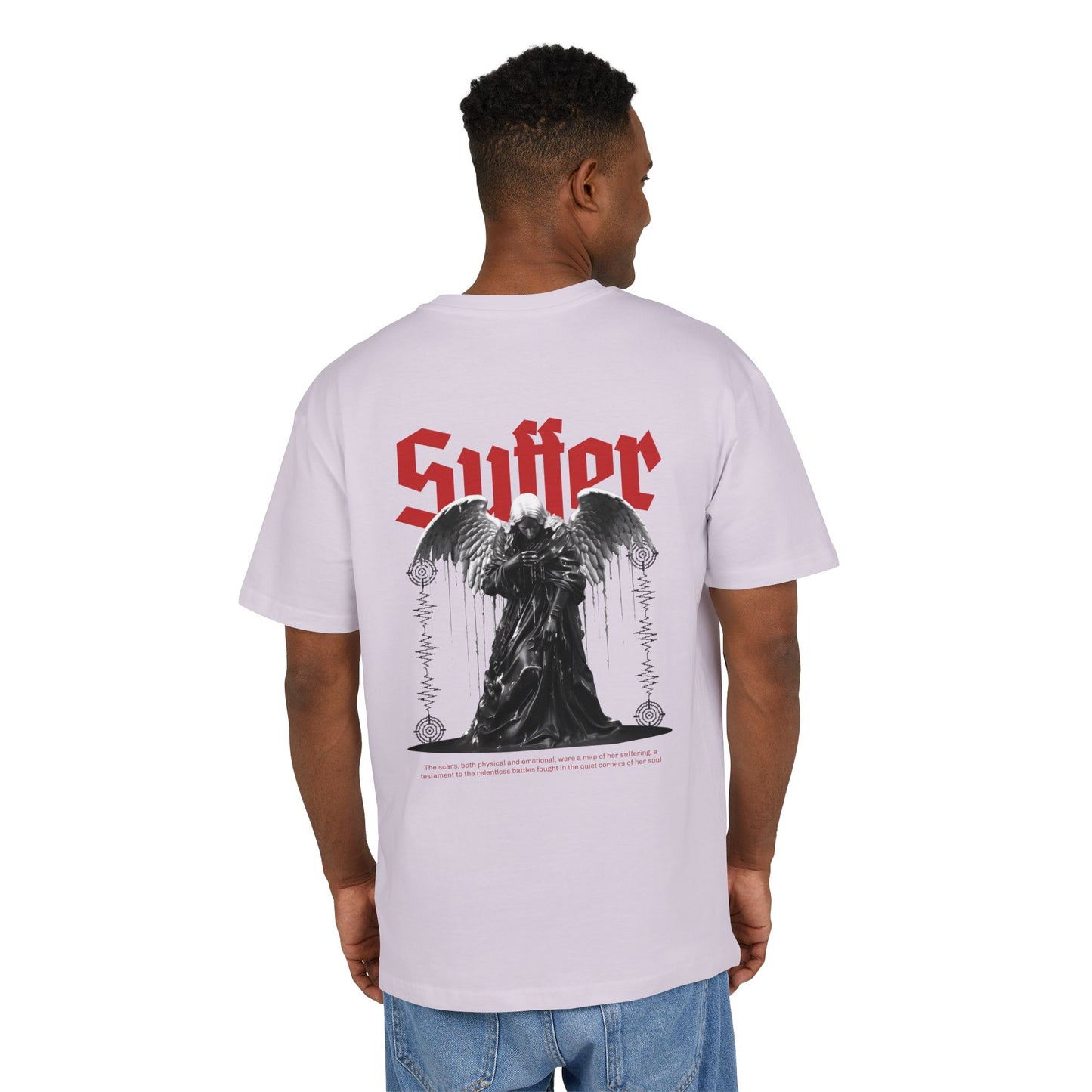 Gothic Angel Unisex Heavy Oversize Tee - 'Suffer' Graphic T-Shirt