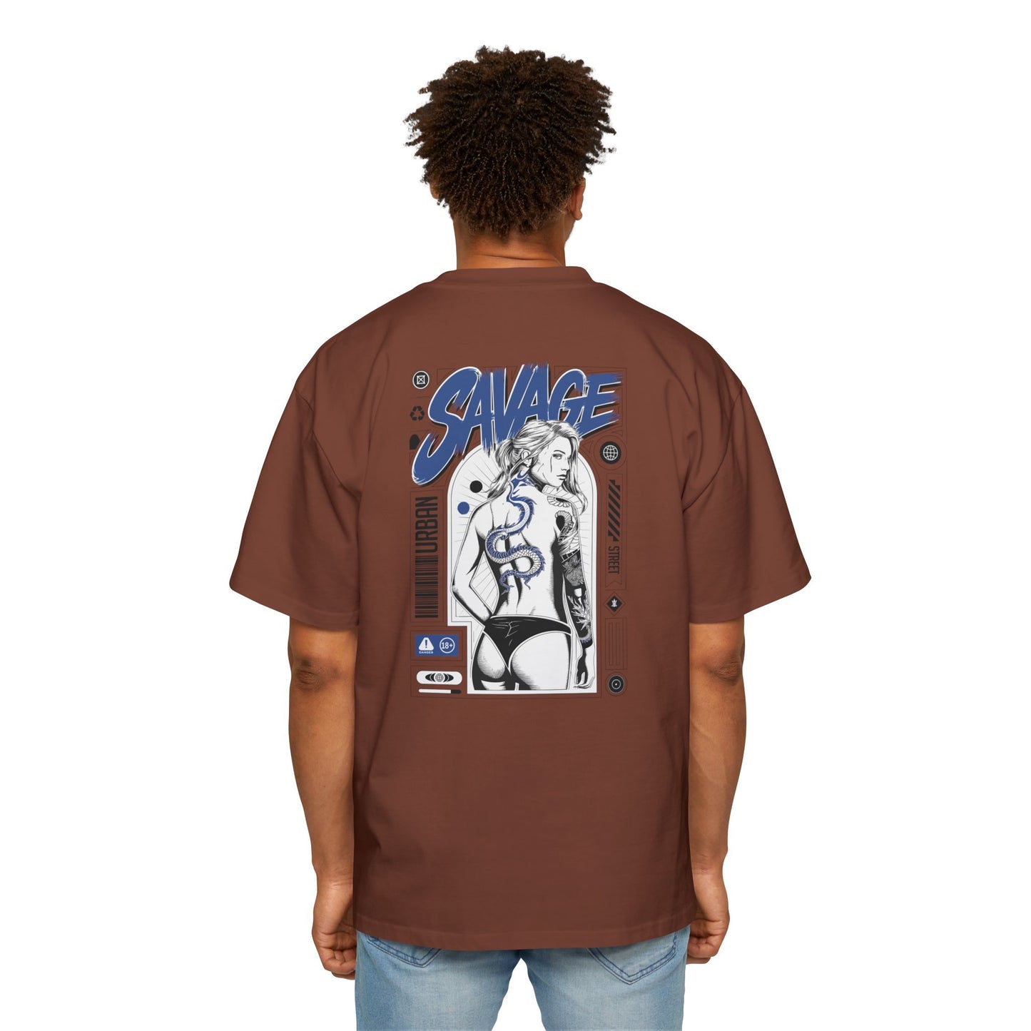 Heavy Oversized Tee with 'SAVAGE' Graphic - Streetwear Vibe