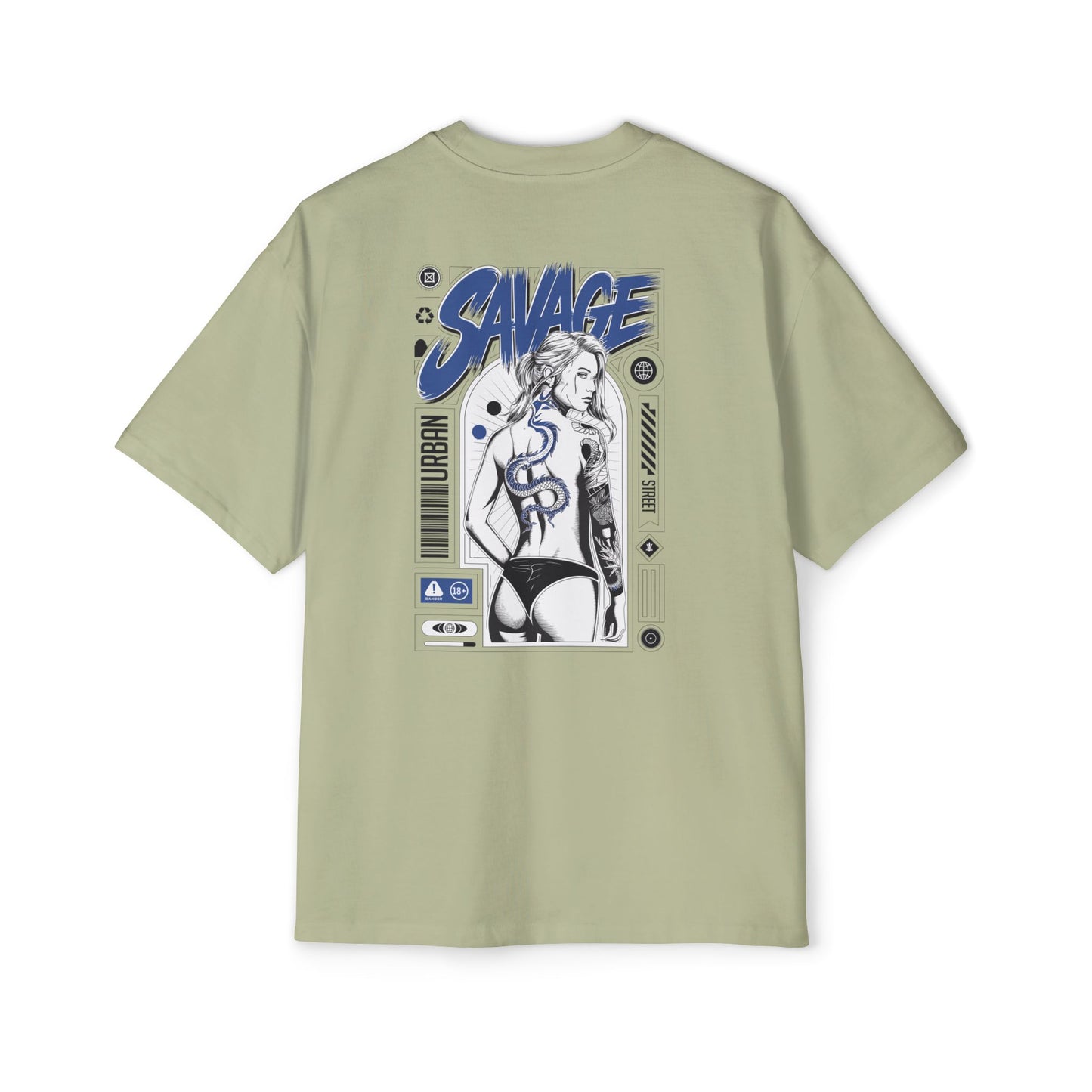 Heavy Oversized Tee with 'SAVAGE' Graphic - Streetwear Vibe