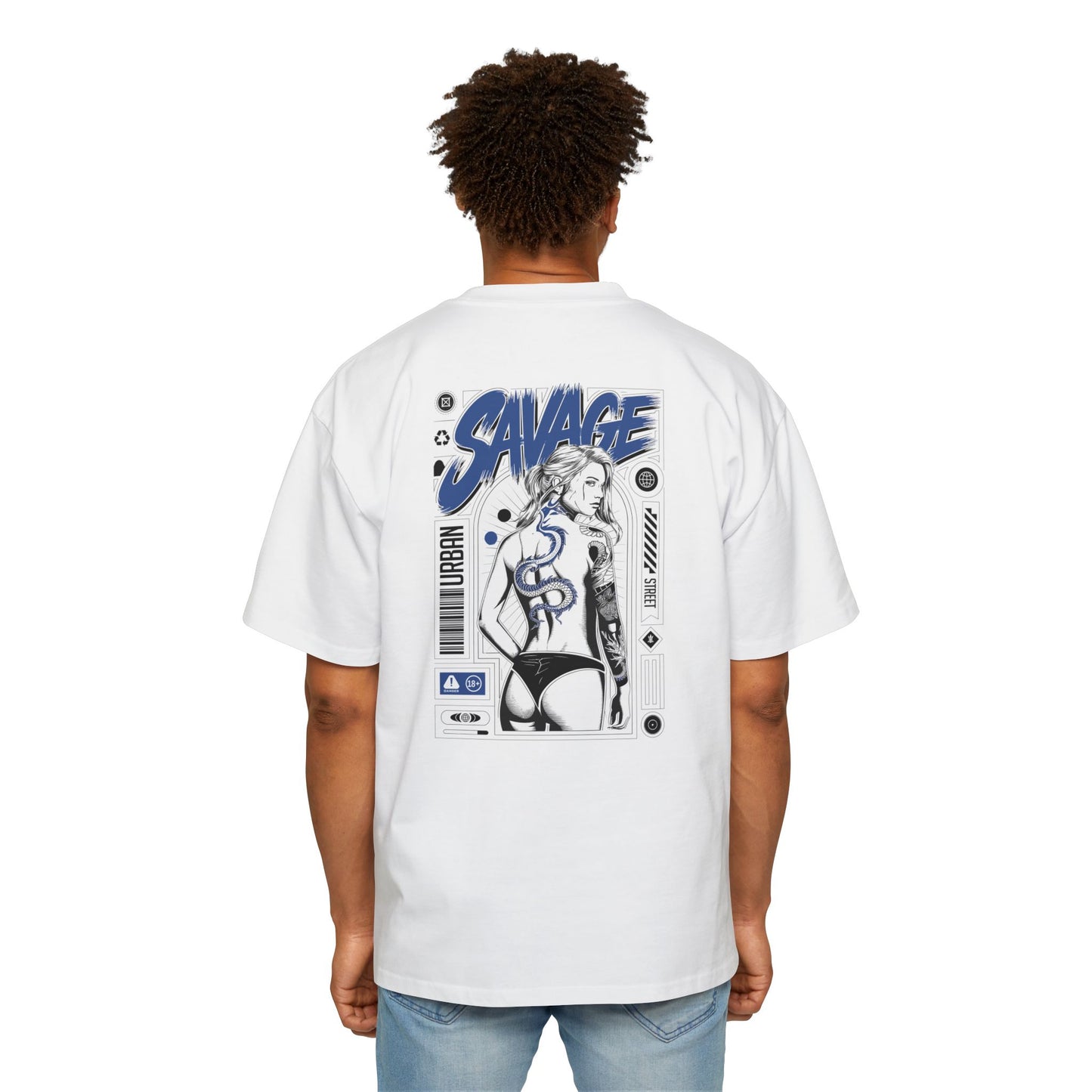 Heavy Oversized Tee with 'SAVAGE' Graphic - Streetwear Vibe