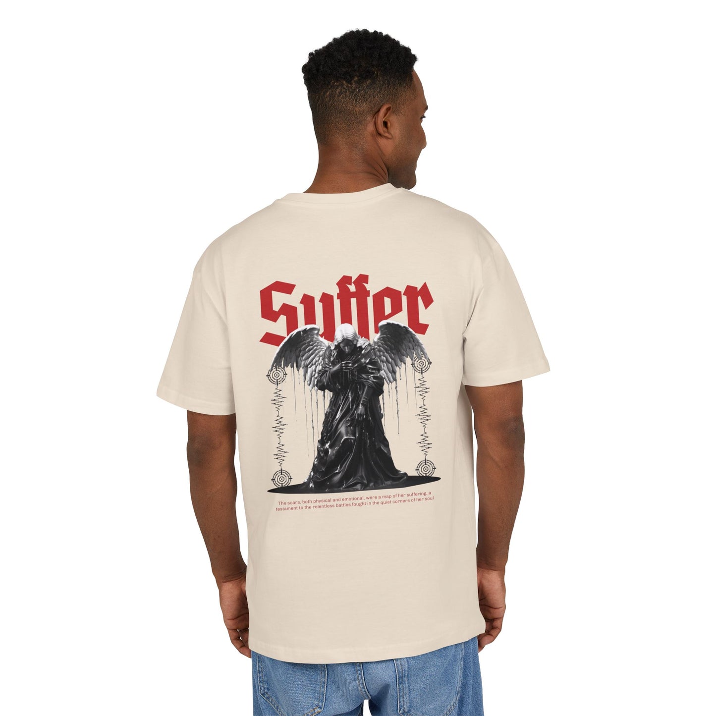 Gothic Angel Unisex Heavy Oversize Tee - 'Suffer' Graphic T-Shirt