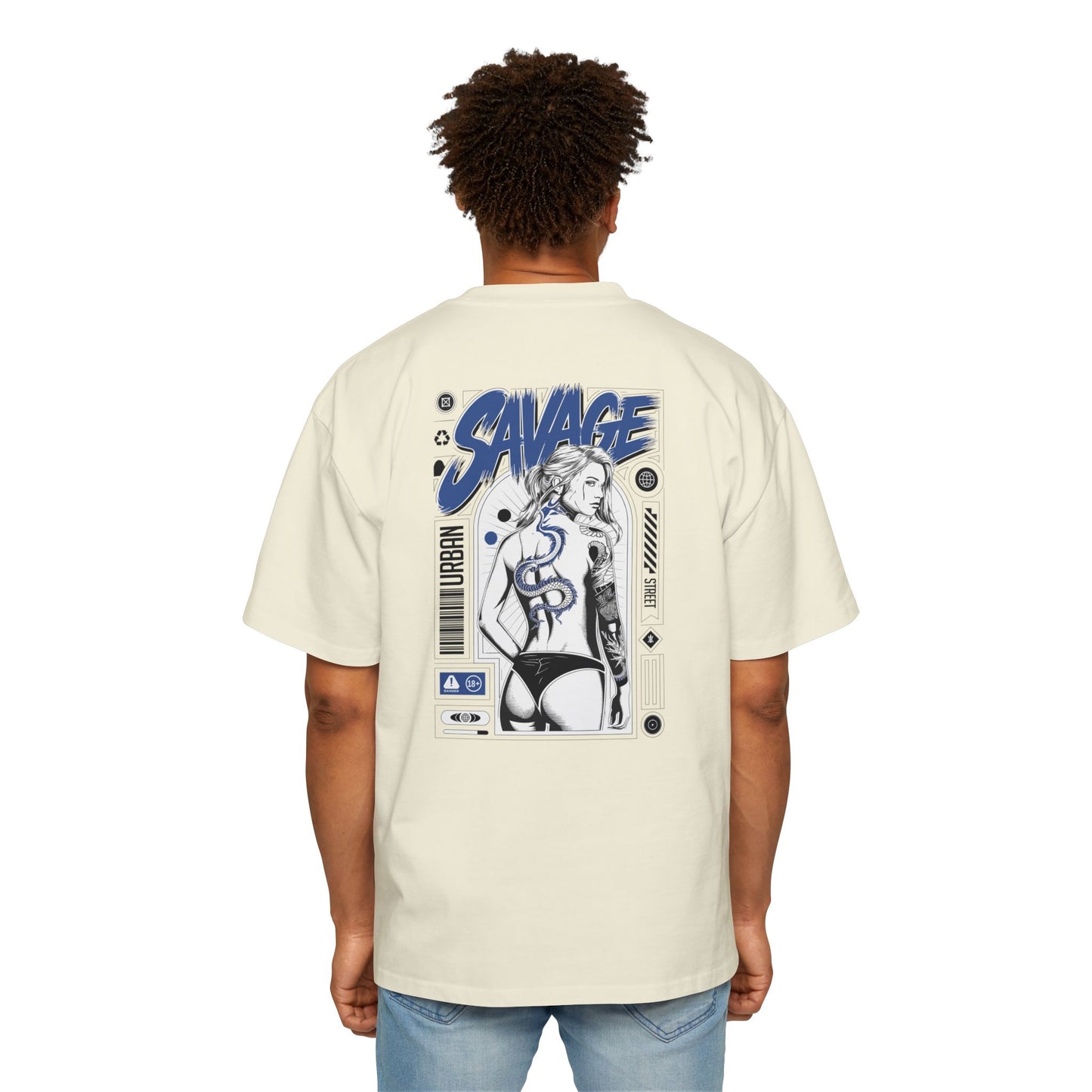 Heavy Oversized Tee with 'SAVAGE' Graphic - Streetwear Vibe