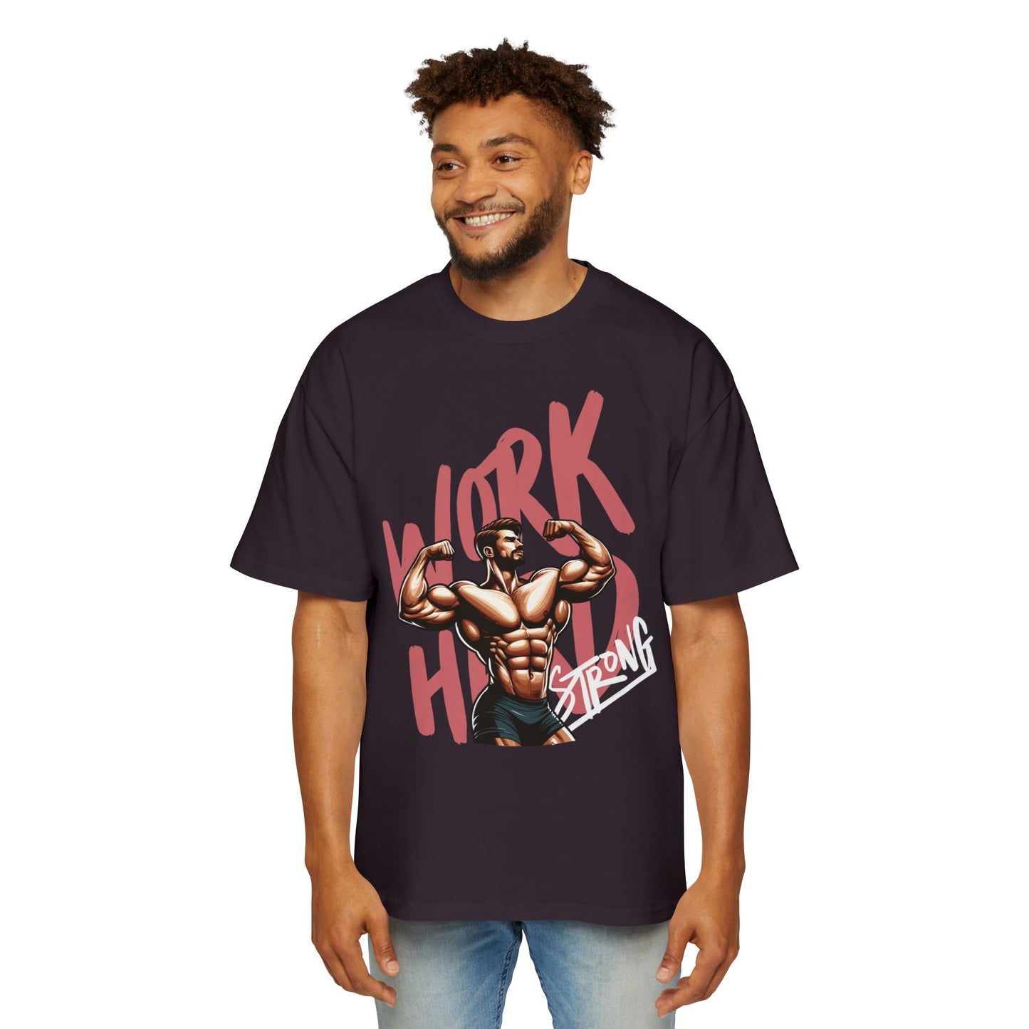 Heavy Oversized Tee – 'Work Hard, Stay Strong' Fitness Shirt