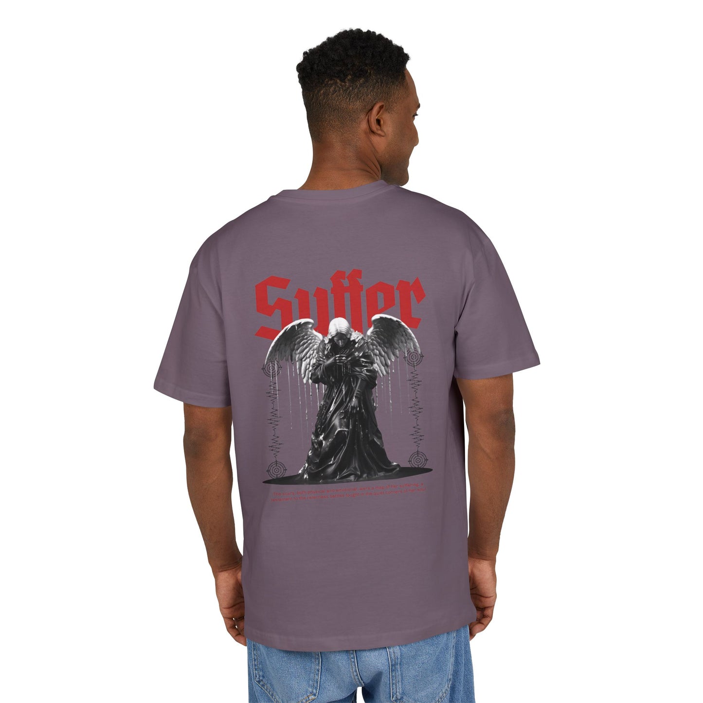 Gothic Angel Unisex Heavy Oversize Tee - 'Suffer' Graphic T-Shirt