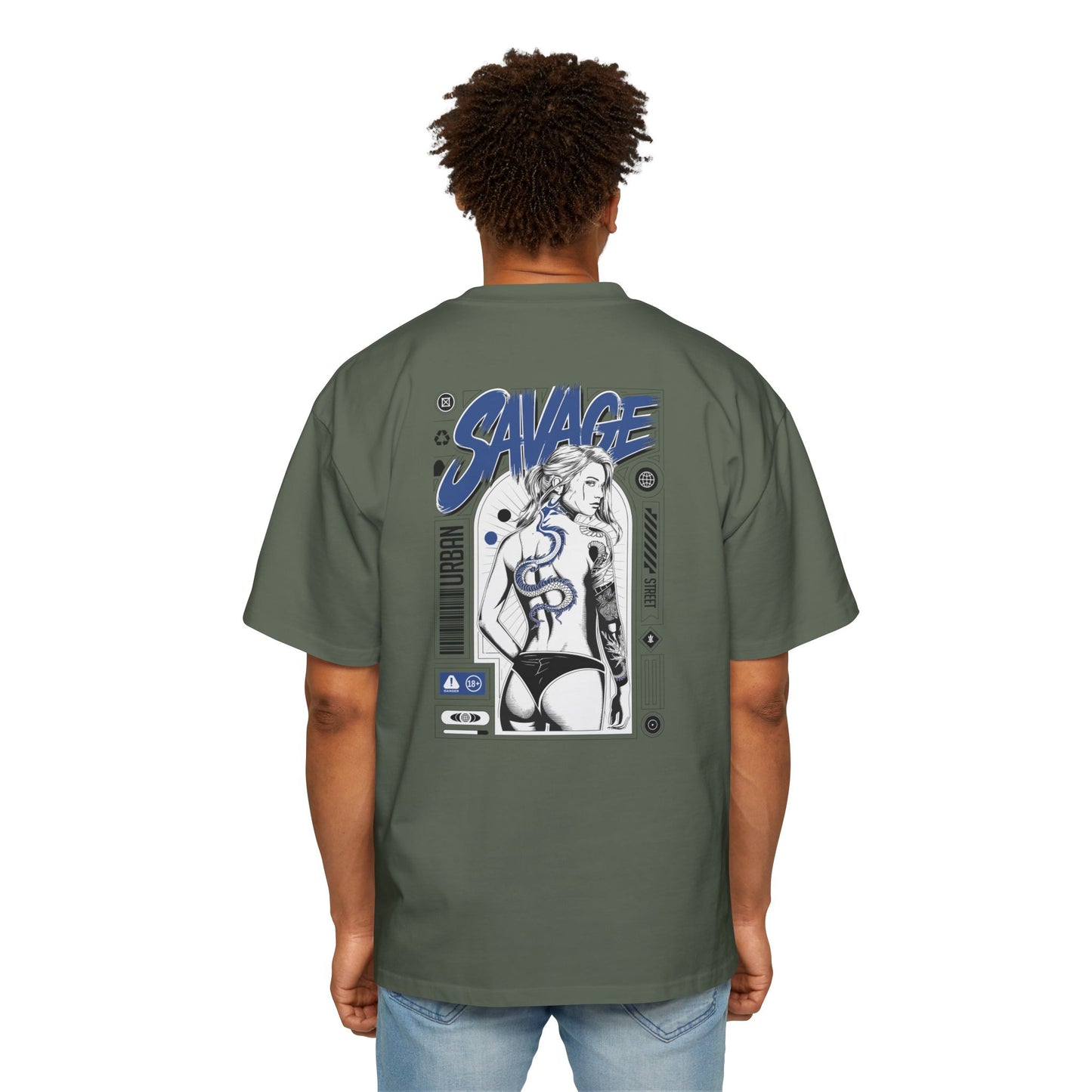 Heavy Oversized Tee with 'SAVAGE' Graphic - Streetwear Vibe