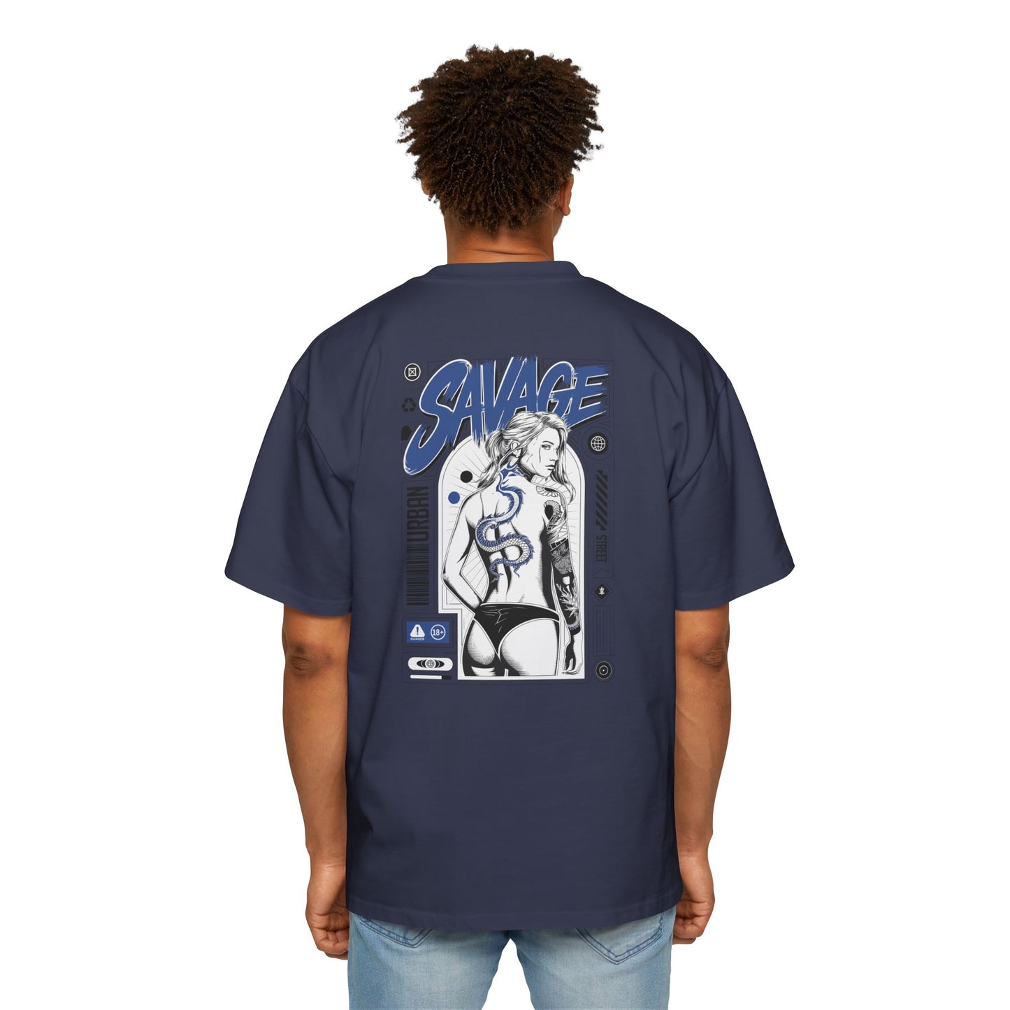 Heavy Oversized Tee with 'SAVAGE' Graphic - Streetwear Vibe