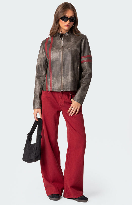women’s faux leather jacket

