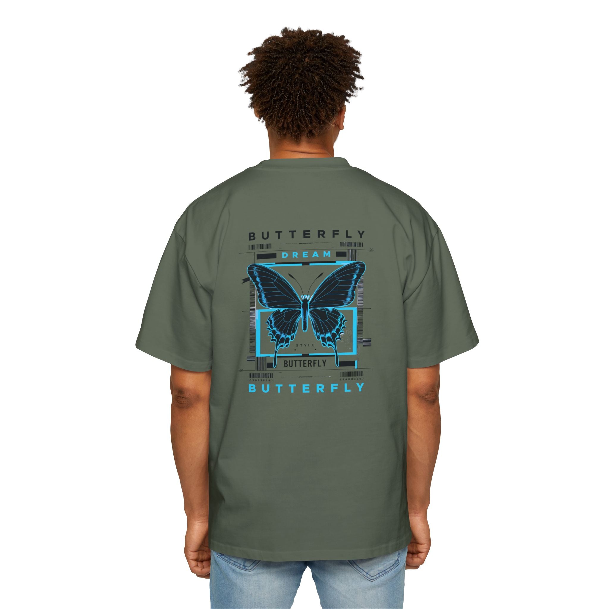 Dream Butterfly Heavy Oversized Tee - Artistic Graphic T-Shirt for Nature Lovers