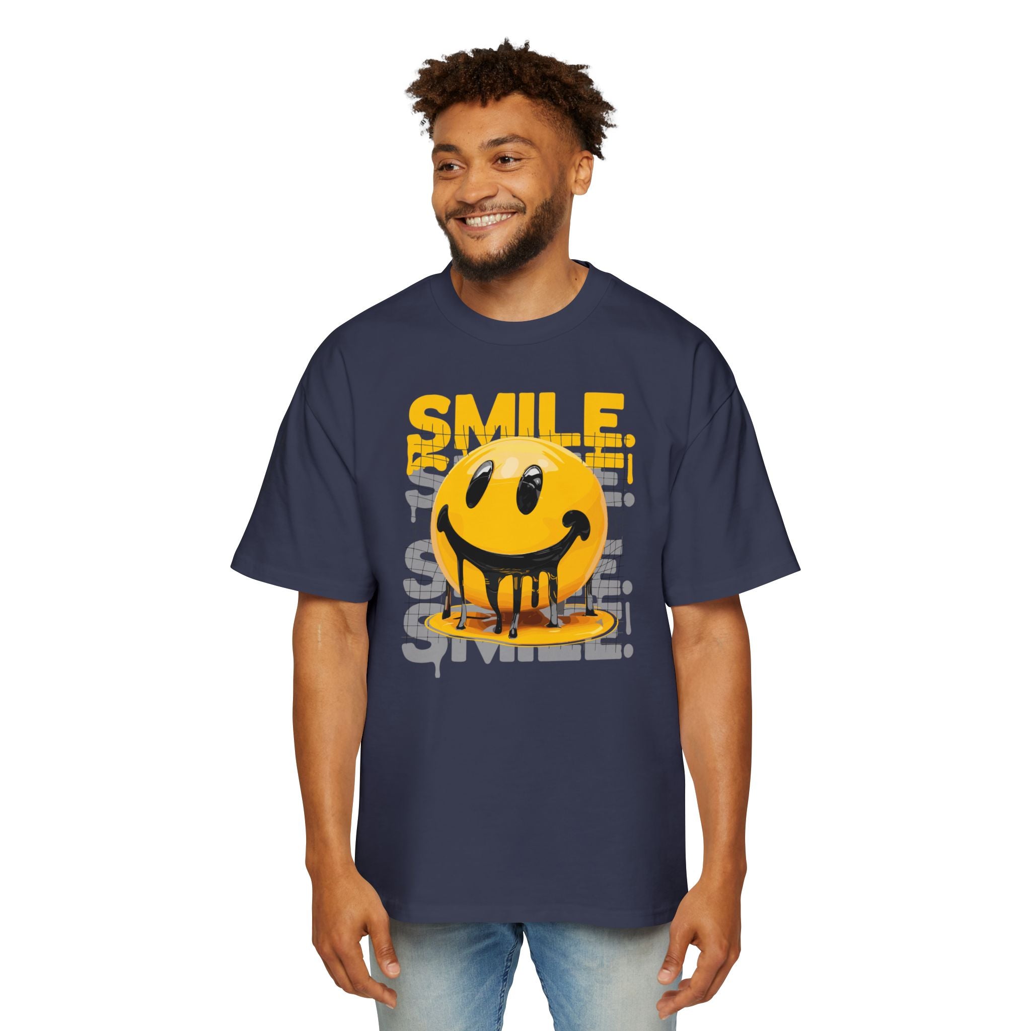 Smile Oversized Tee - Yellow Graphic T-Shirt for Casual Vibes
