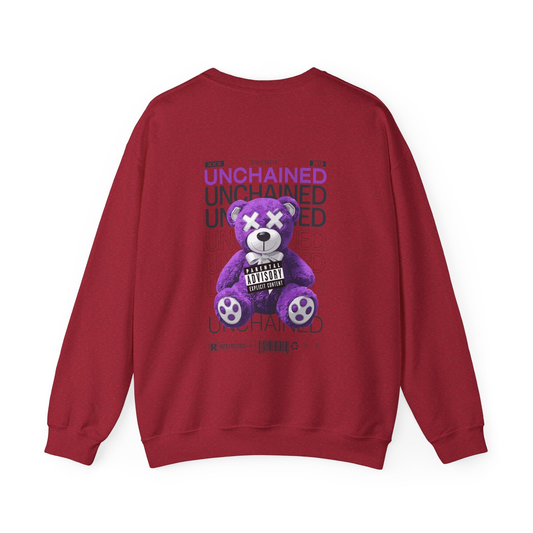 Unisex Heavy Blend™ Crewneck Sweatshirt - Purple Bear Graphic - Unique Streetwear Design