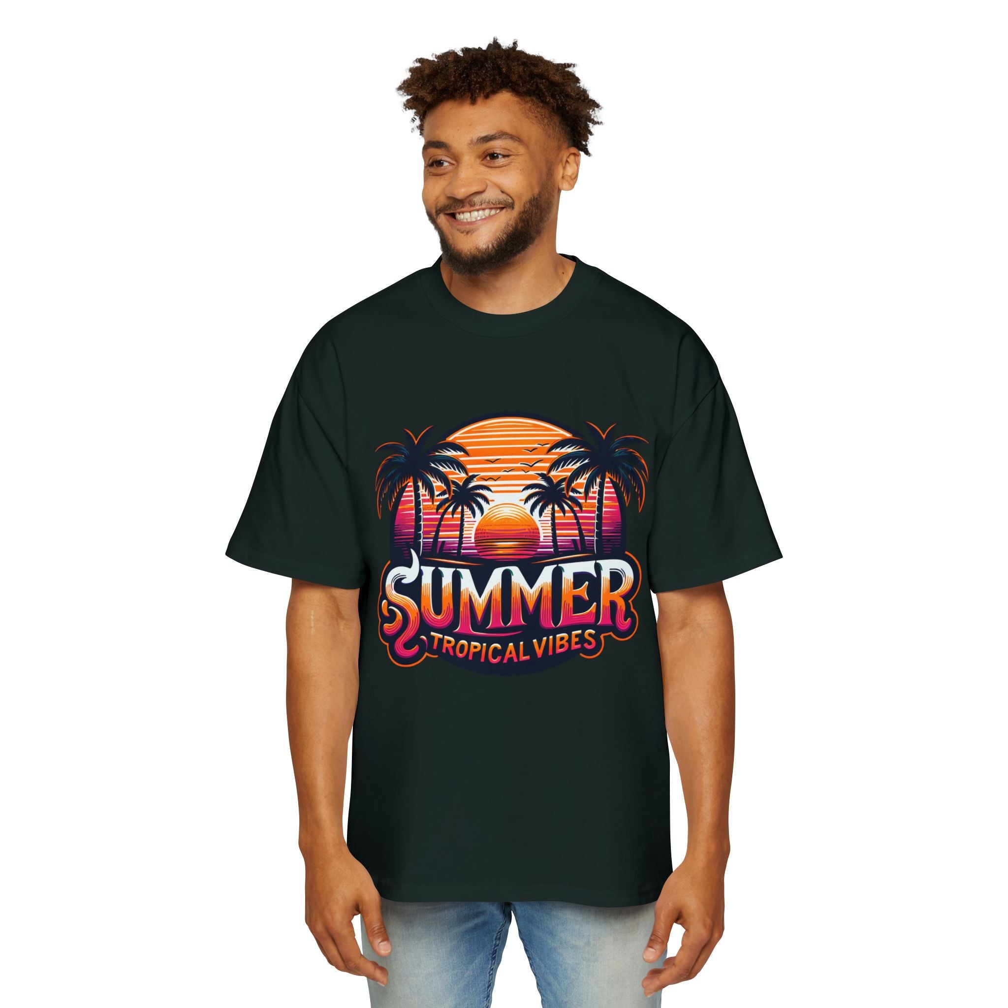 Heavy Oversized Tee - Summer Tropical Vibes Graphic T-Shirt