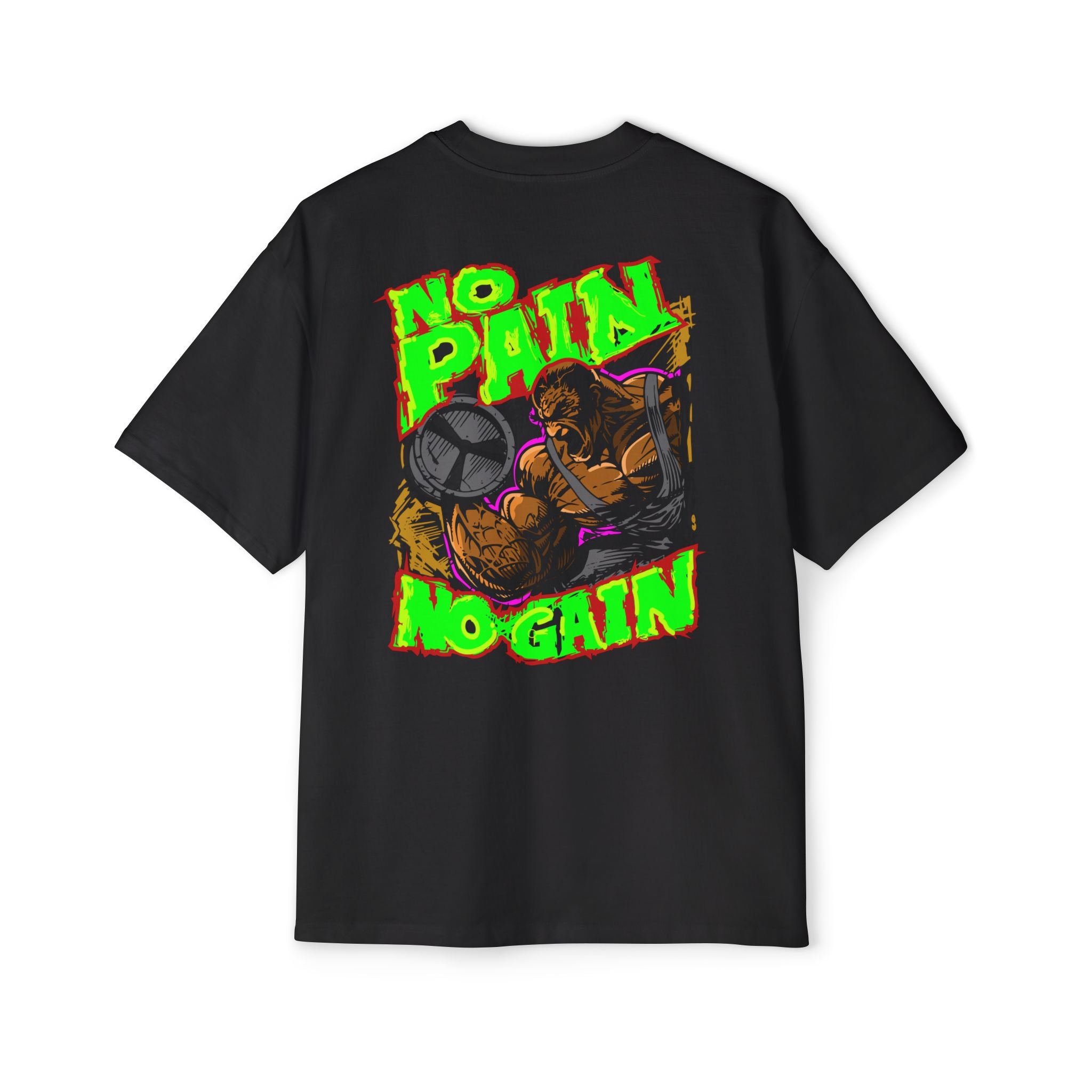 Oversized Tee - "No Pain, No Gain" Motivational Graphic Shirt