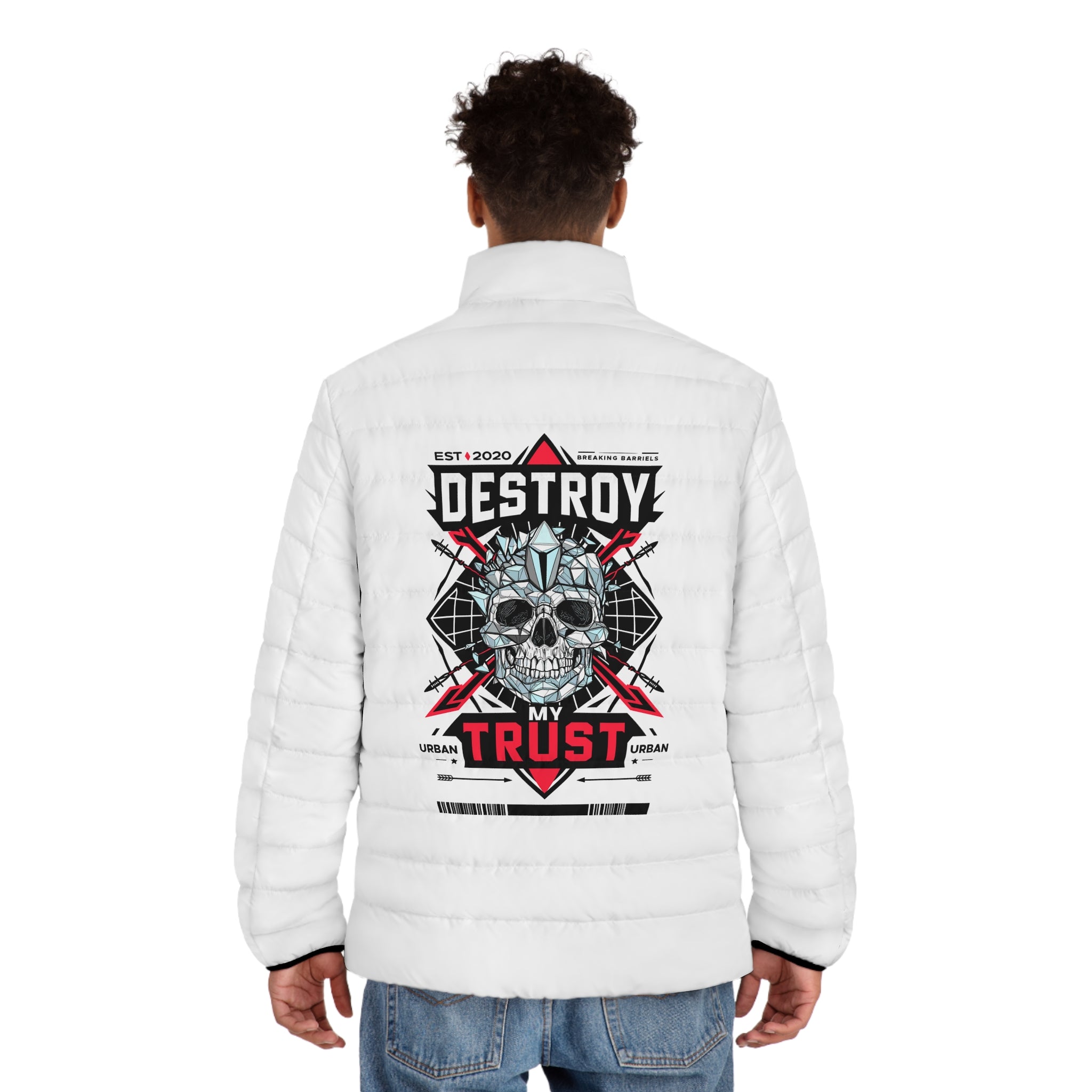Men's Puffer Jacket - Urban Skull Design - Trust Your Style