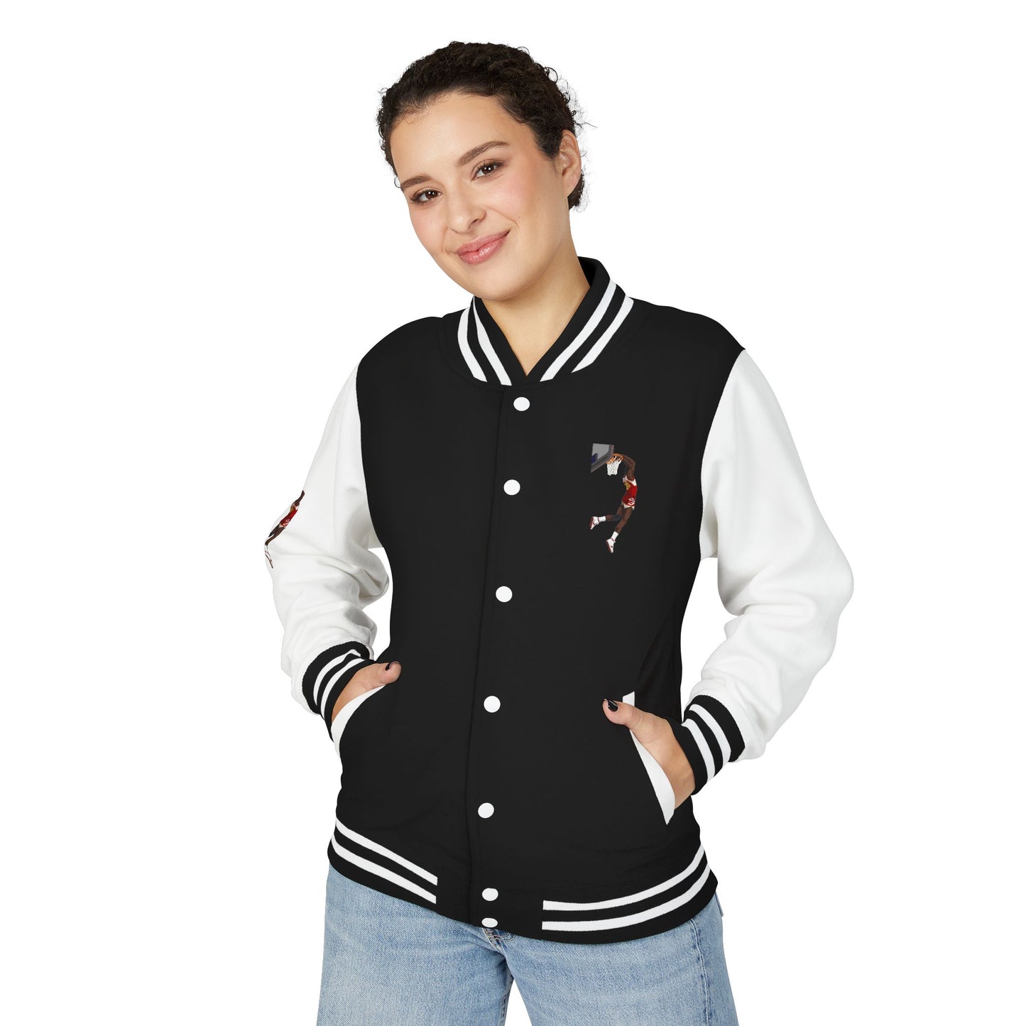 Unisex Heavyweight Letterman Jacket - Retro Basketball Design
