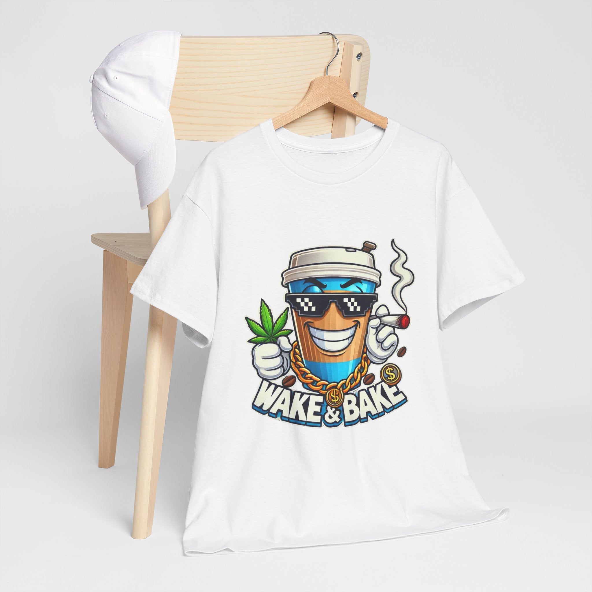 Wake & Bake Unisex Heavy Cotton Tee - Fun Cannabis Culture Shirt