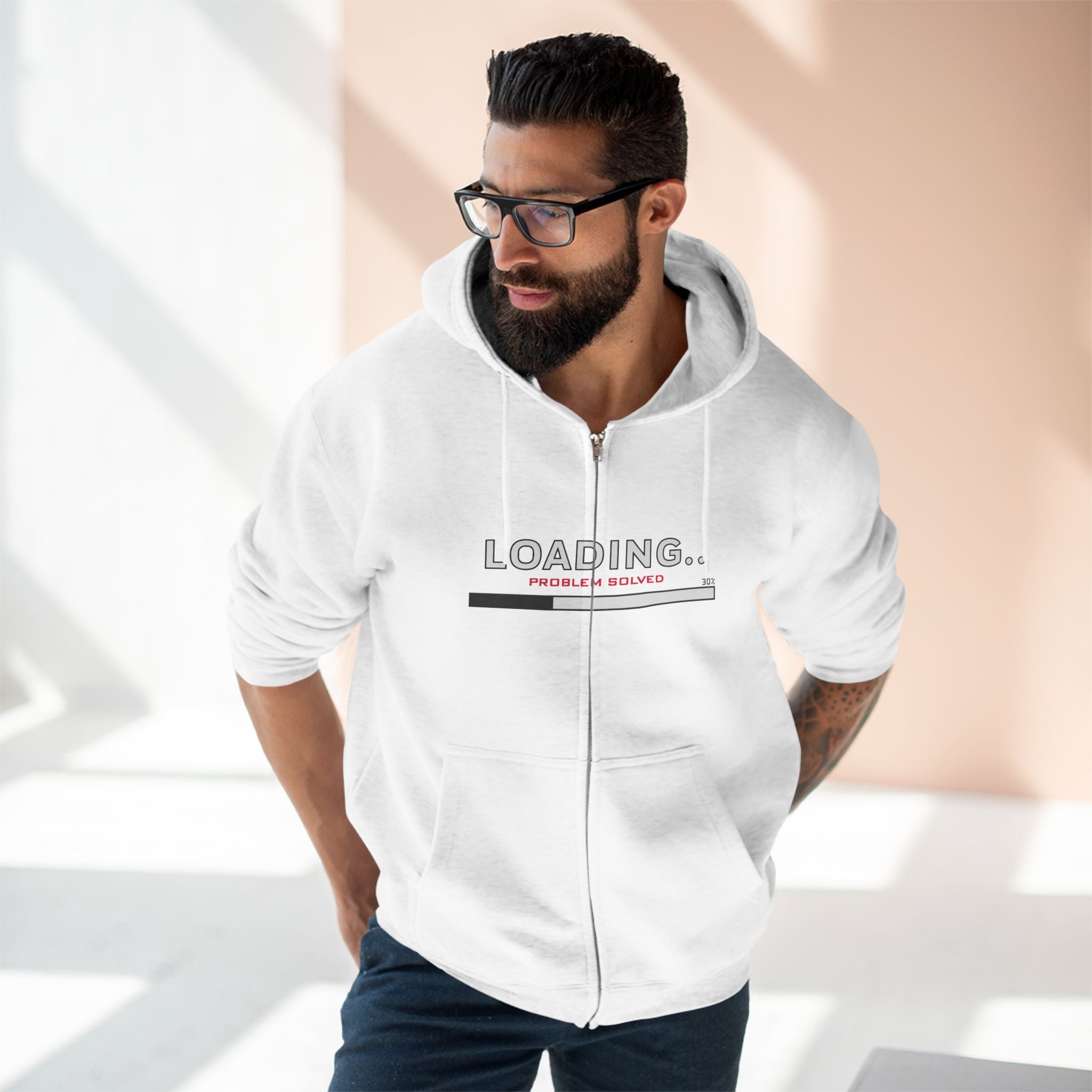 Loading Problem Solved Unisex Zip Hoodie - Perfect for Casual Wear and Firefighter Fans