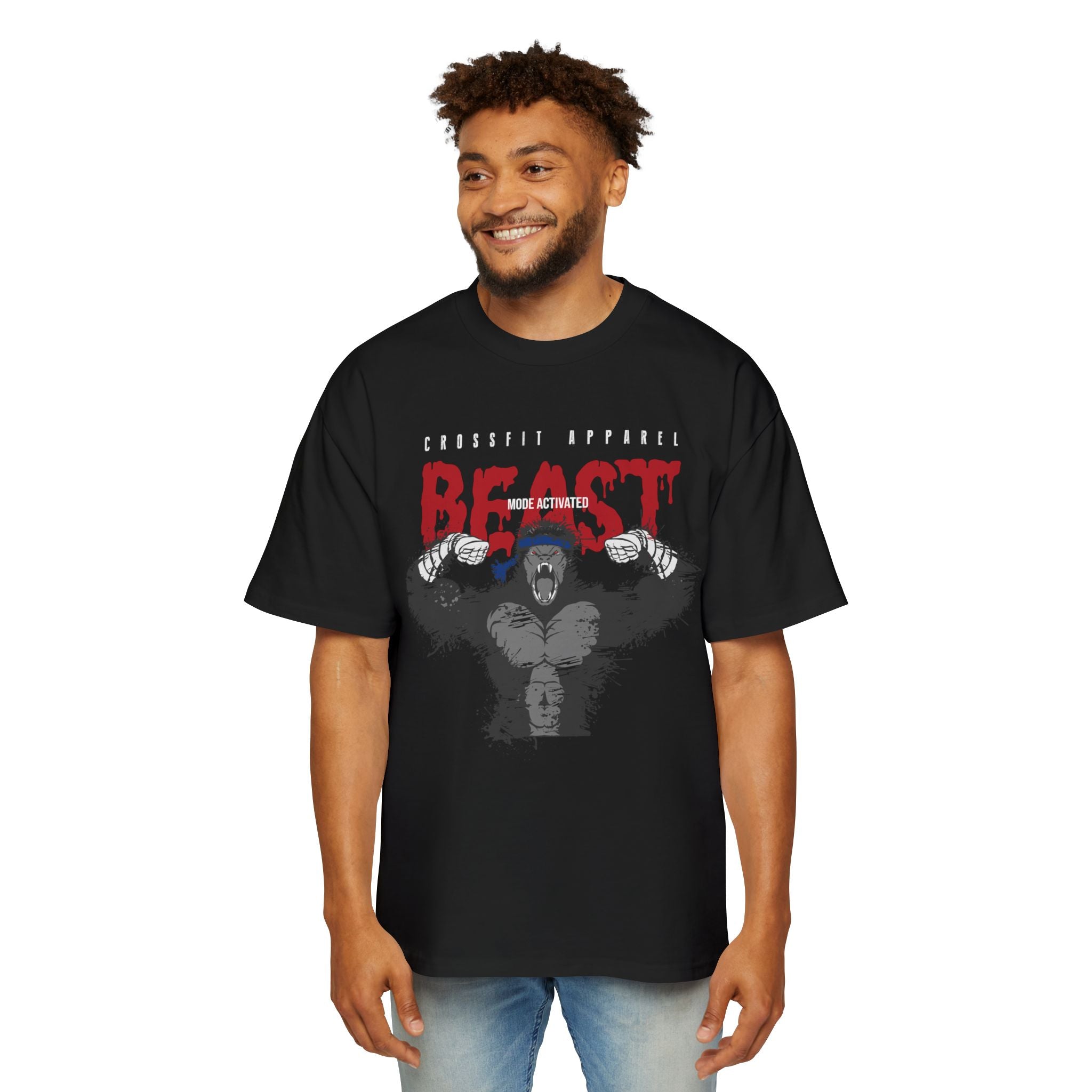 Men's Heavy Oversized Tee - Beast Mode Activated Workout Tee