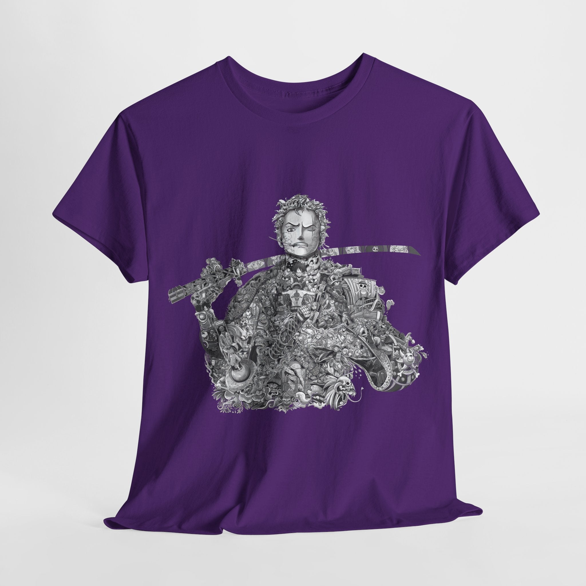 Unisex Heavy Cotton Tee - Artistic Samurai Design, Casual Streetwear for Anime Fans