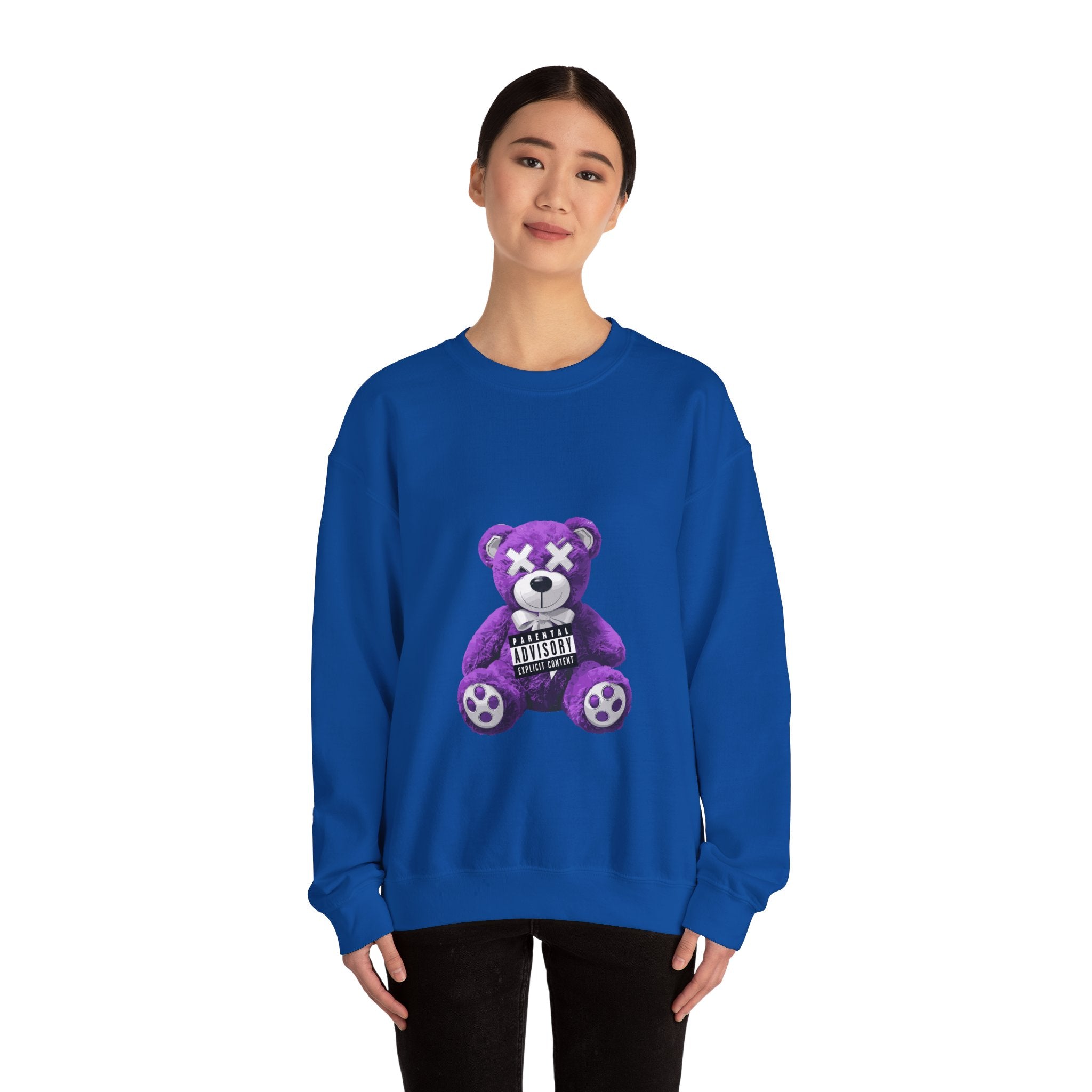 Unisex Heavy Blend™ Crewneck Sweatshirt - Purple Bear Graphic - Unique Streetwear Design