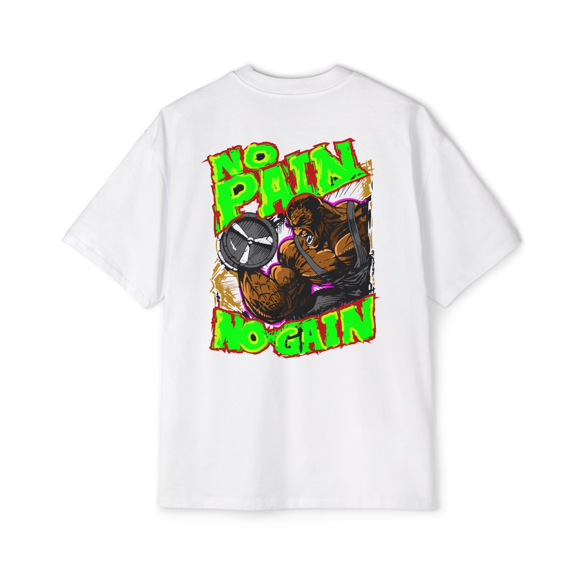 Oversized Tee - "No Pain, No Gain" Motivational Graphic Shirt
