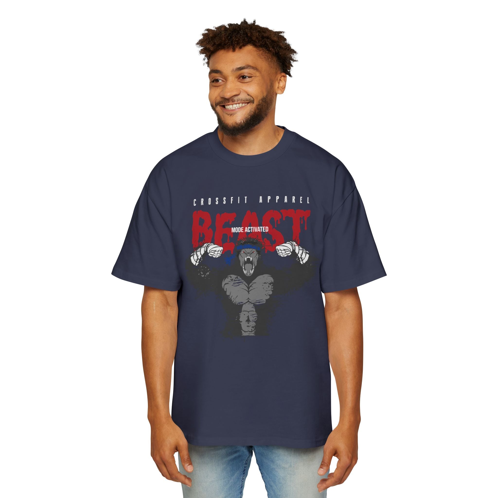 Men's Heavy Oversized Tee - Beast Mode Activated Workout Tee