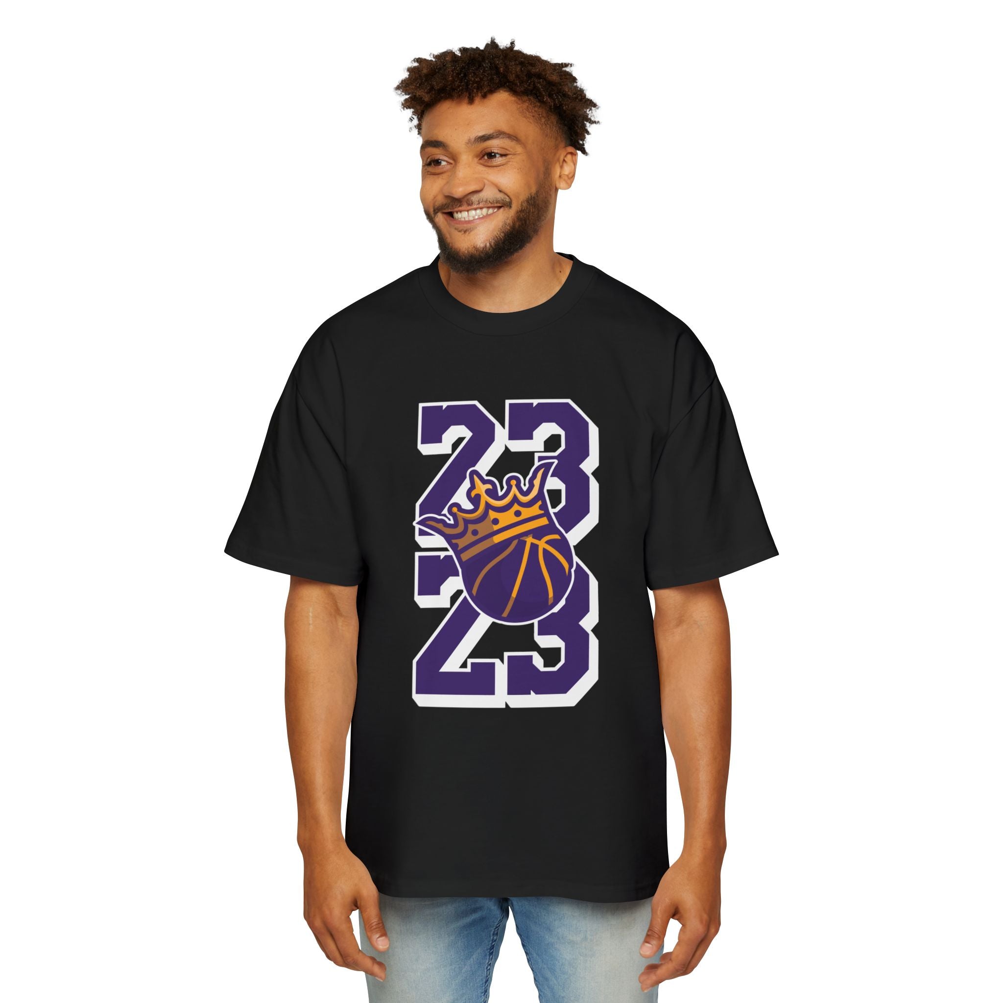 Oversized Graphic Tee - Basketball Crown Design - Perfect for Sports Fans