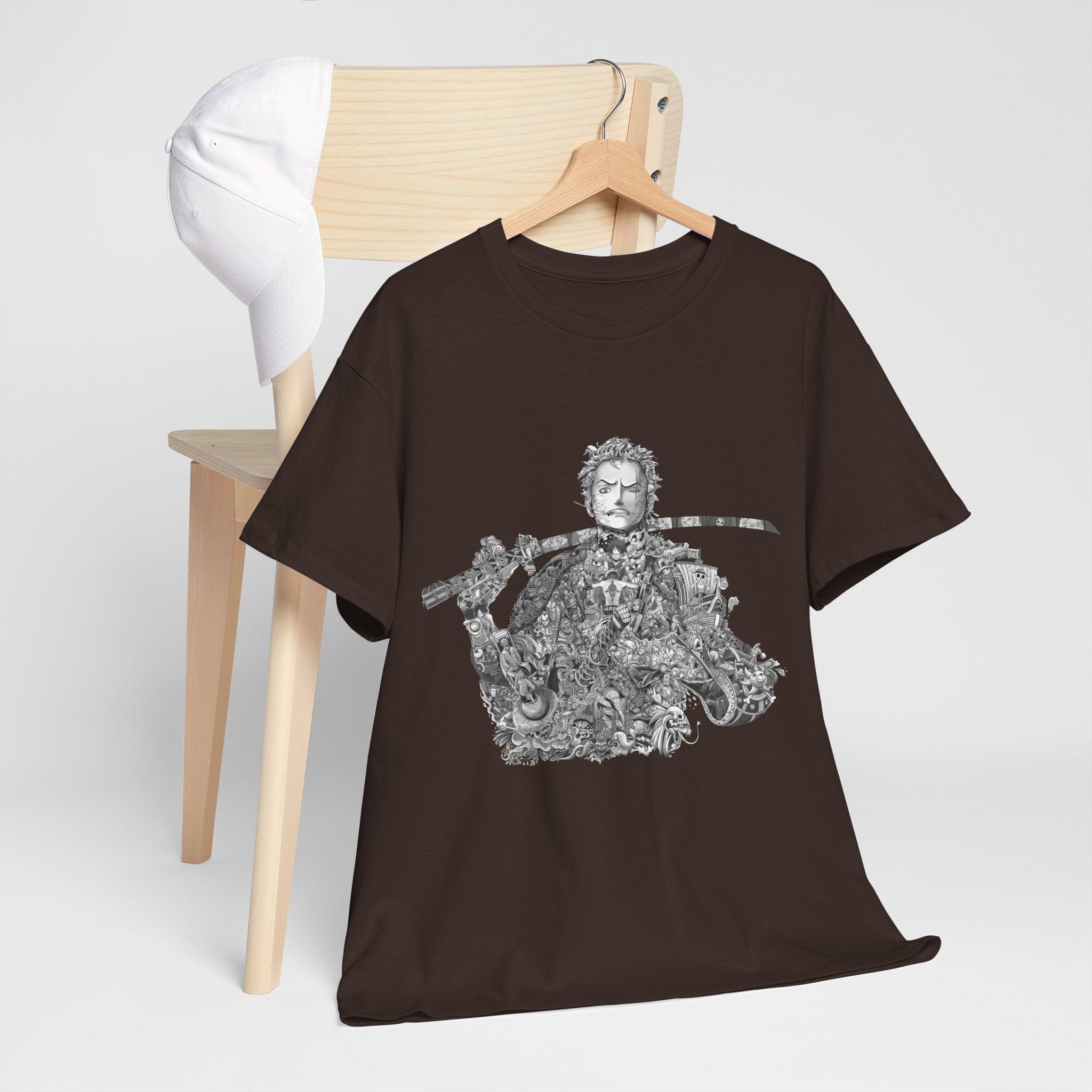 Unisex Heavy Cotton Tee - Artistic Samurai Design, Casual Streetwear for Anime Fans