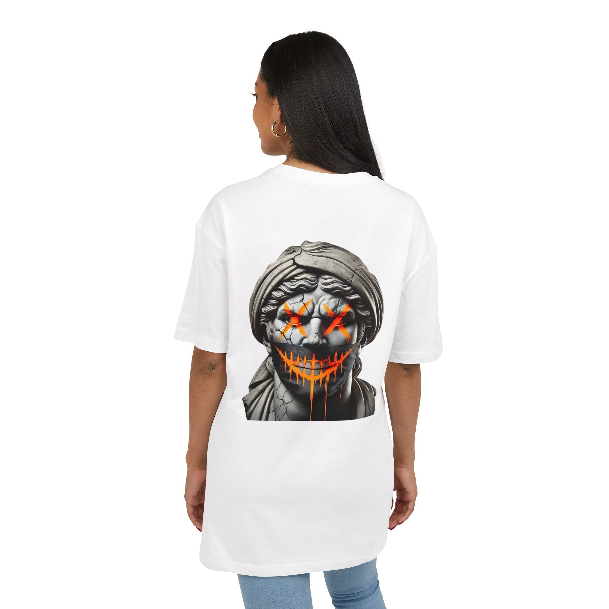 Dripping Gangsta David Oversize Tee with Distorted Statue Design