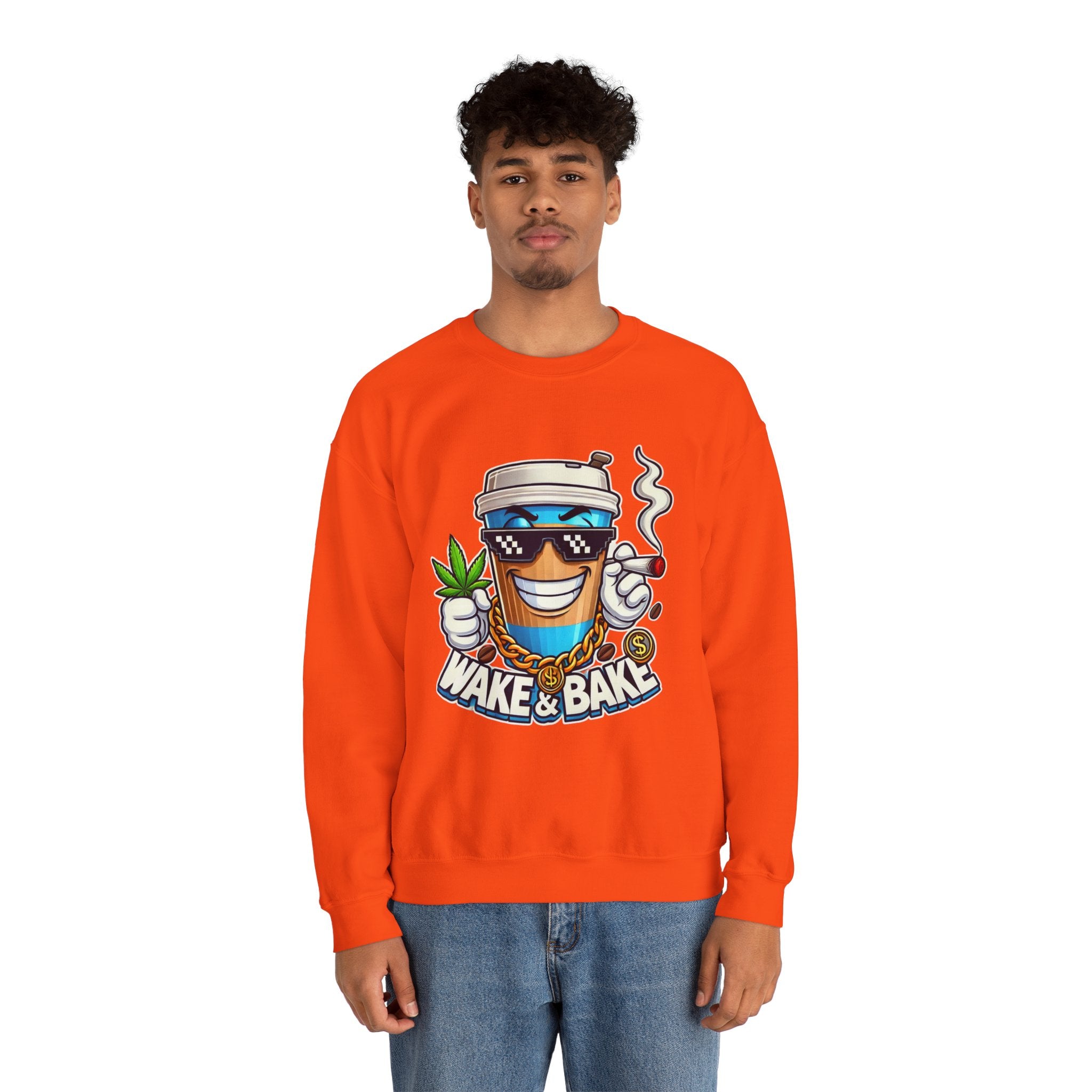 Wake & Bake Unisex Heavy Blend™ Crewneck Sweatshirt - Perfect for Cozy Days & Cannabis Enthusiasts