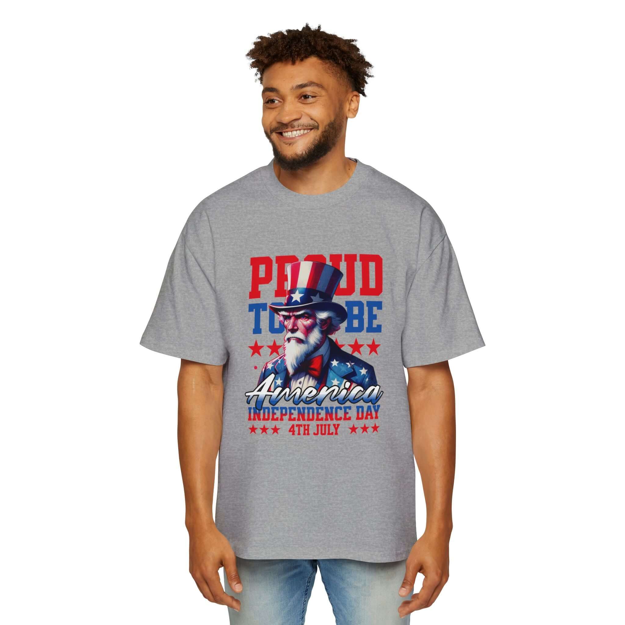 Proud to Be American Independence Day Tee, Patriotic T-Shirt, Men's Oversized Shirt, 4th of July Apparel, USA Pride Clothing