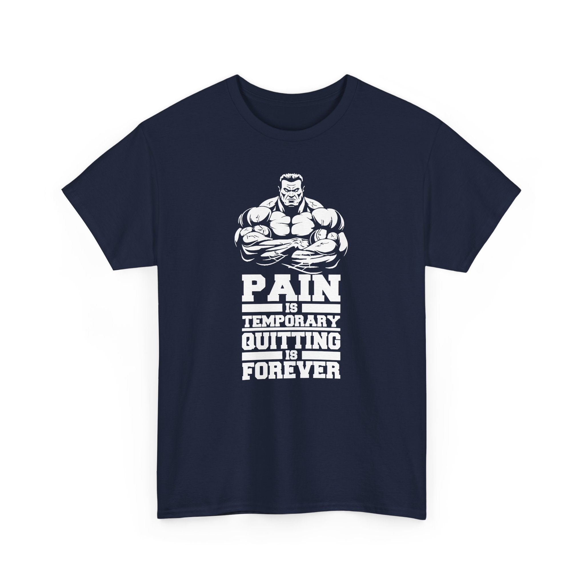 Motivational Unisex Heavy Cotton Tee - 'Pain is Temporary, Quitting is Forever'