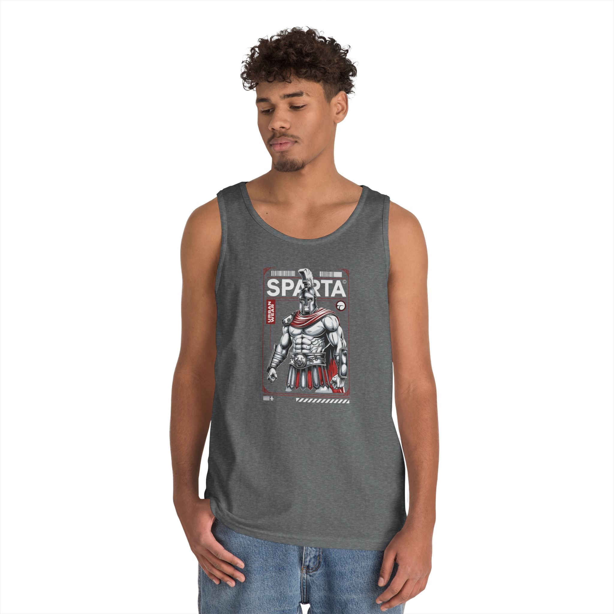 Sparta Warrior Unisex Heavy Cotton Tank Top - Bold Graphic Tee for Fitness & Casual Wear