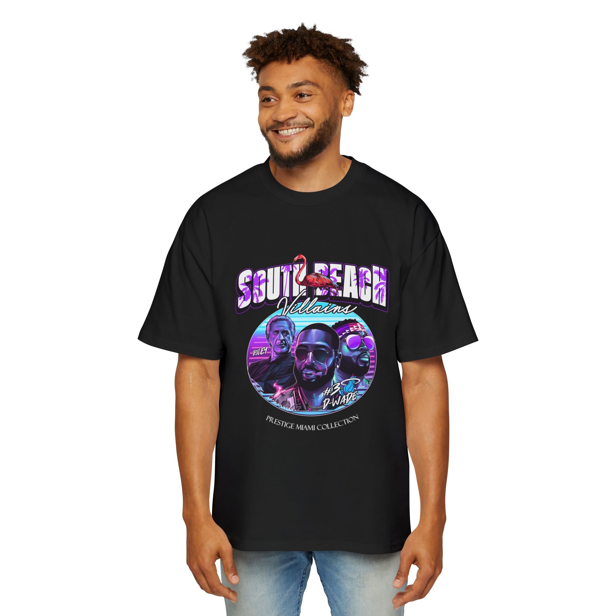 South Beach Vibes Heavy Oversized Tee - Retro Graphic T-Shirt
